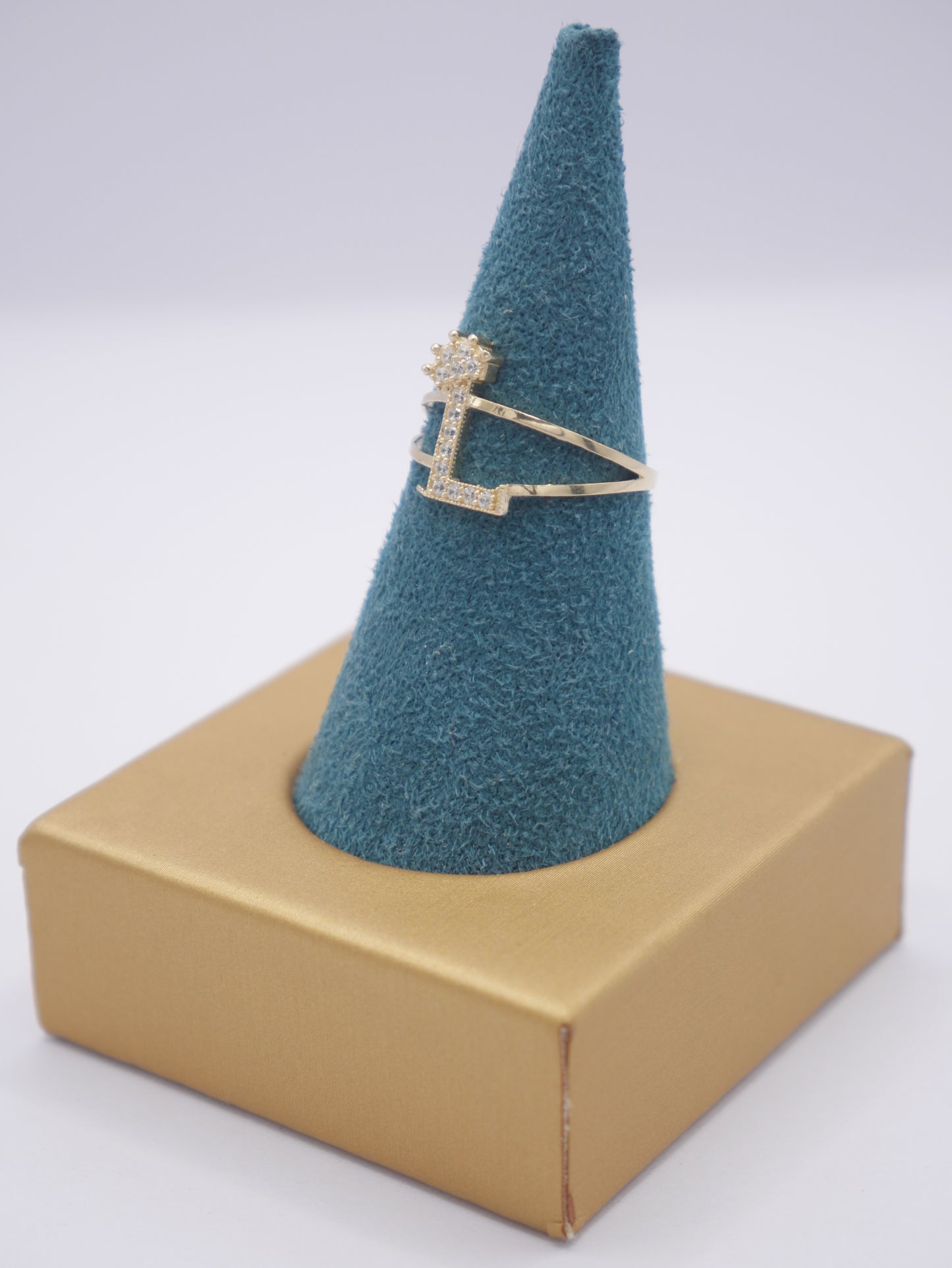 New 14K CZ Initial L Gold Ring I.J™
