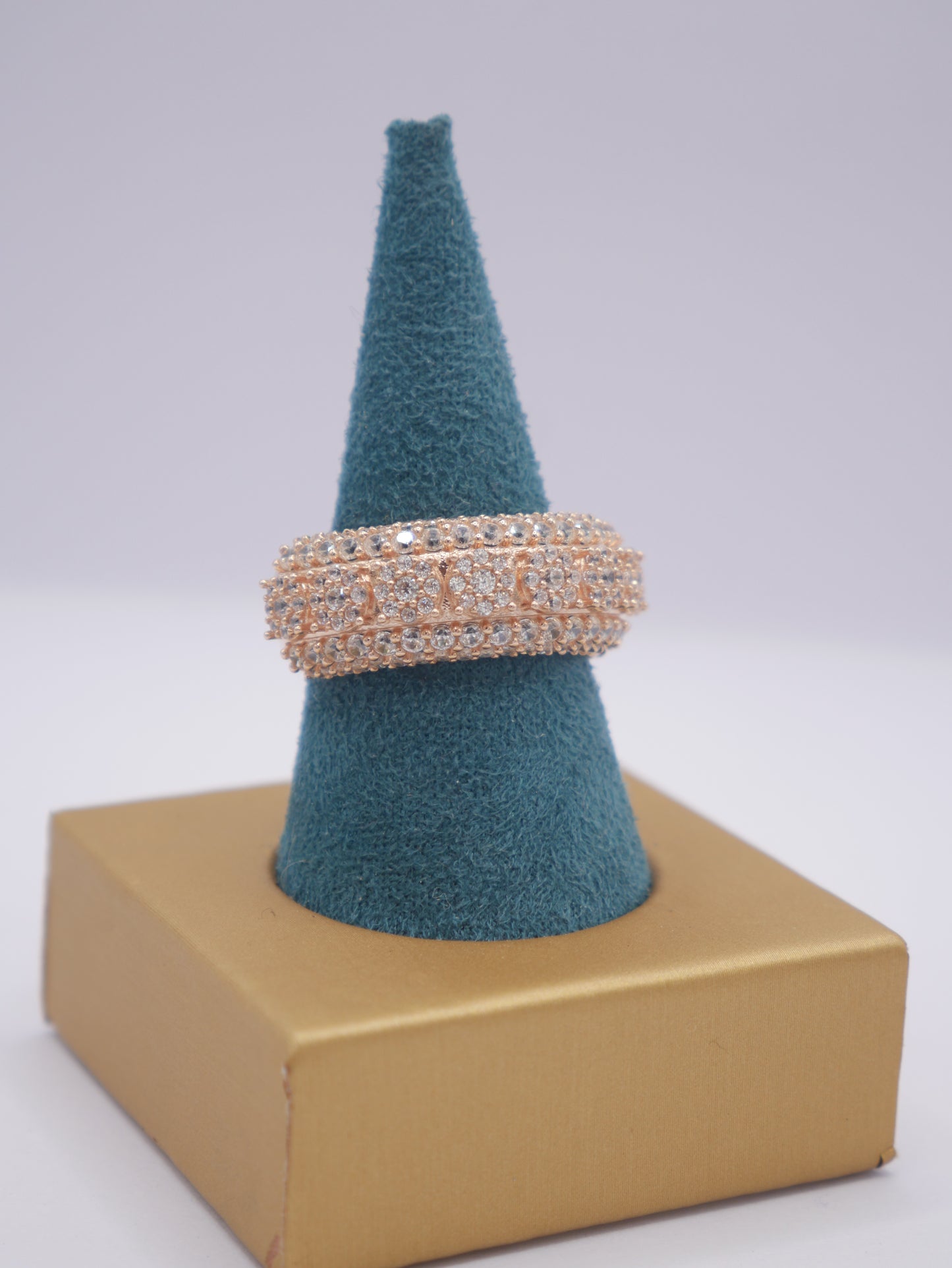 New 14K CZ Exclusive Design Rose Gold Ring I.J™