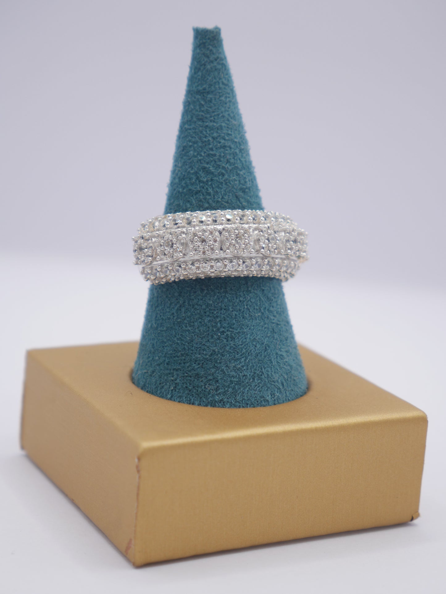 New 14K CZ Exclusive Design White Gold Ring I.J™