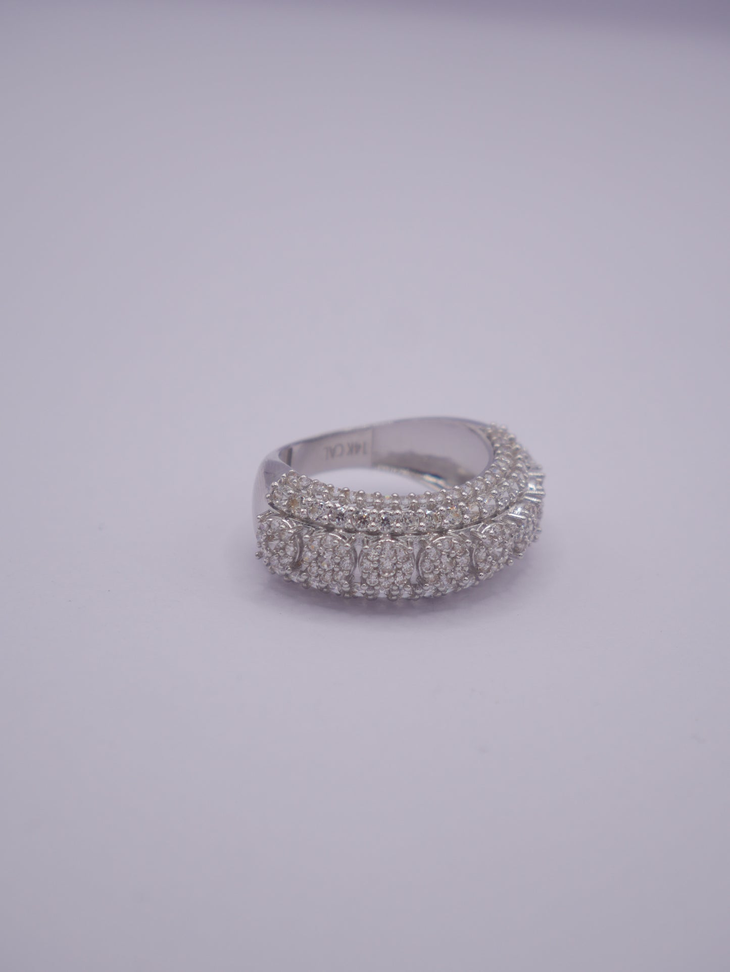 New 14K CZ Exclusive Design White Gold Ring I.J™