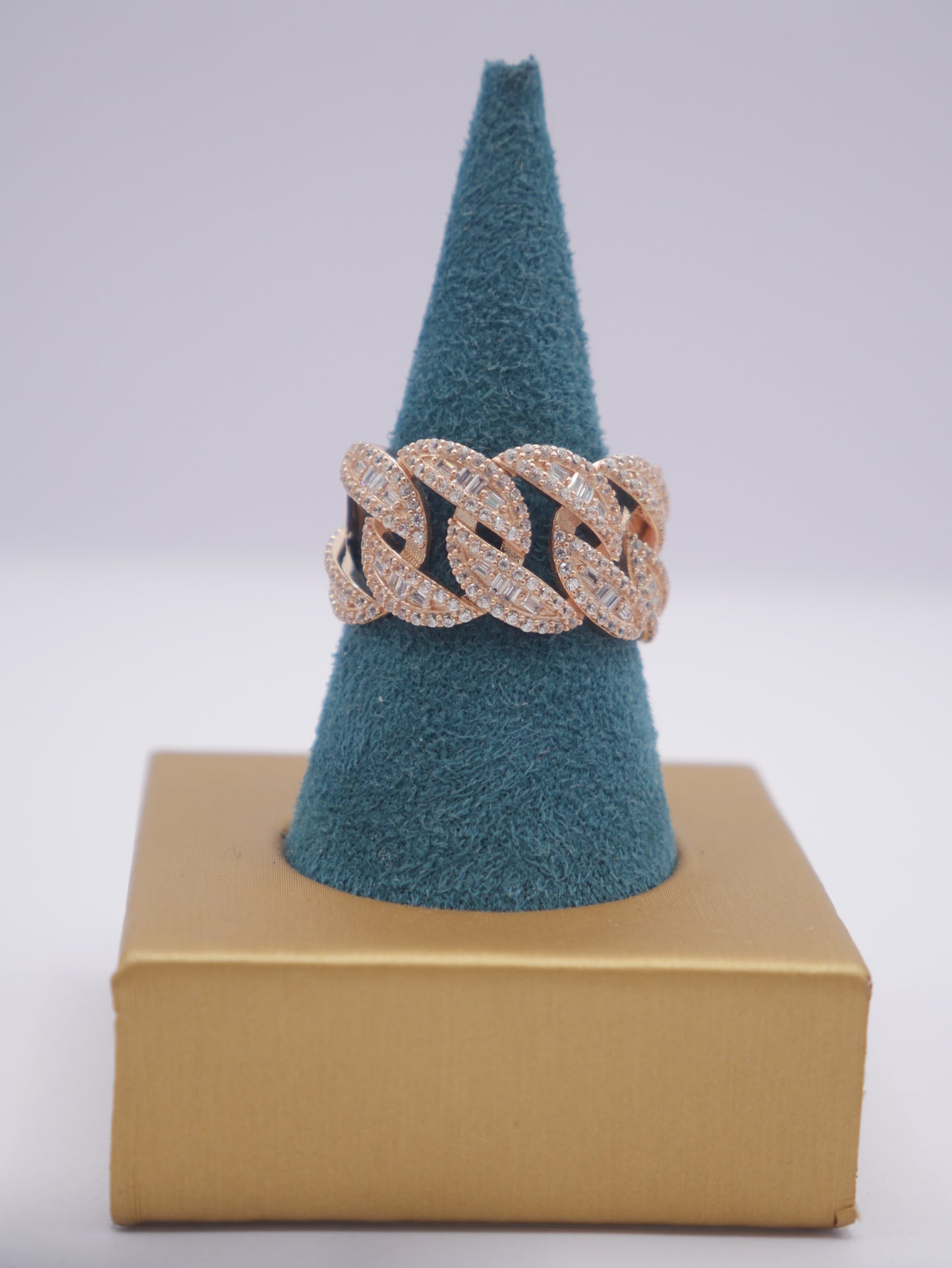 New 14K CZ Cuban Rose Gold Ring I.J™