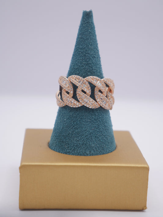 New 14K CZ Cuban Rose Gold Ring I.J™