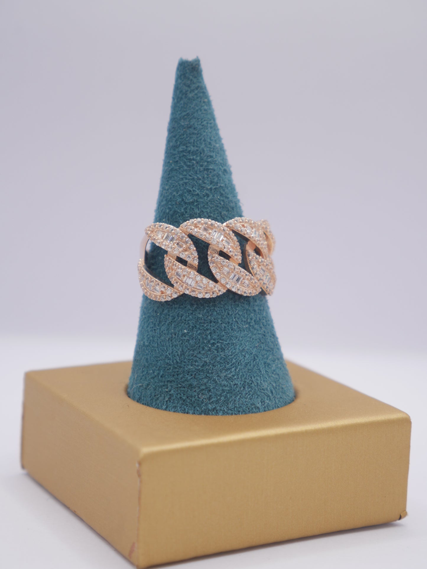 New 14K CZ Cuban Rose Gold Ring I.J™