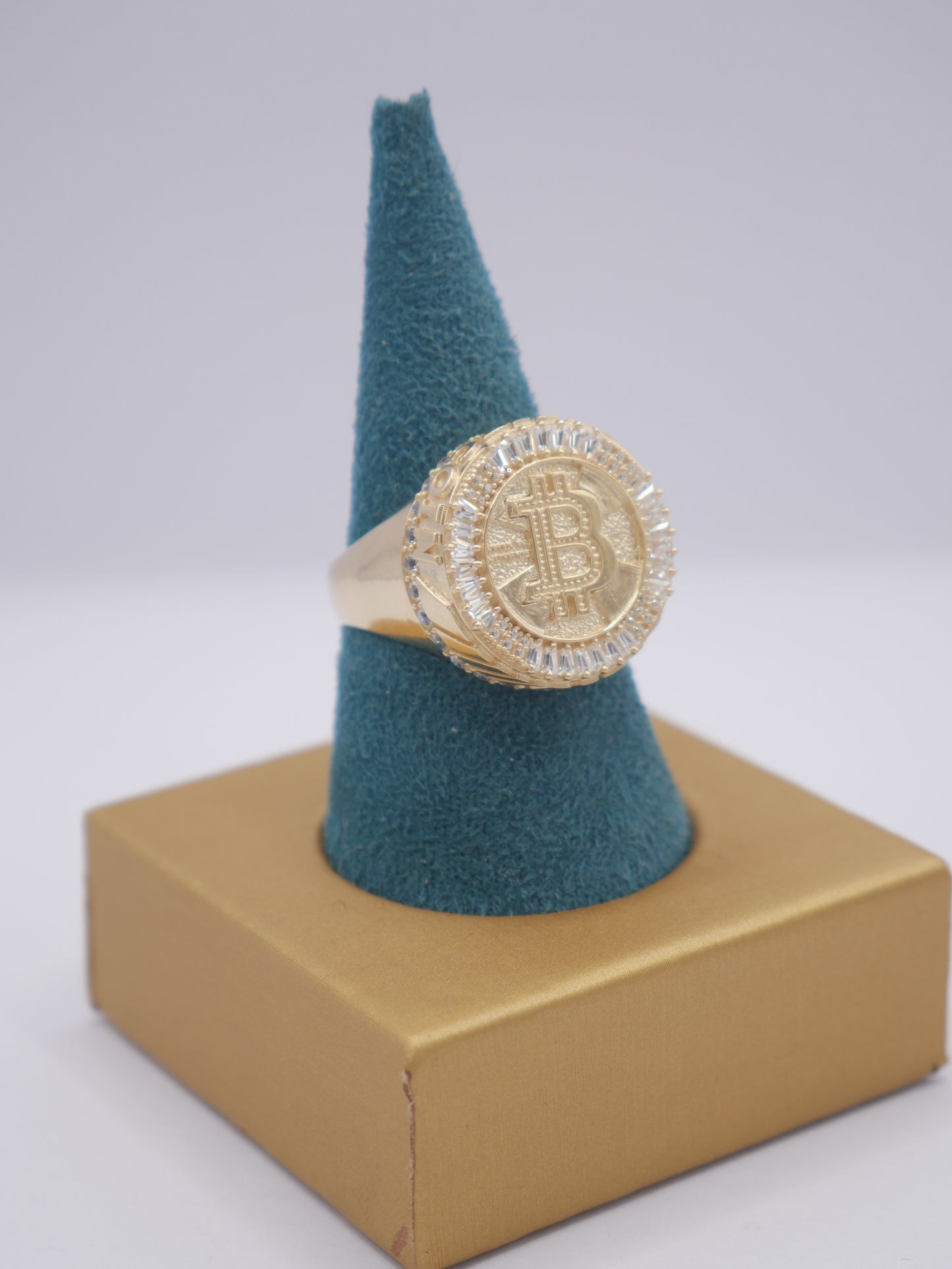 New 14K CZ Initial B Gold Ring I.J™