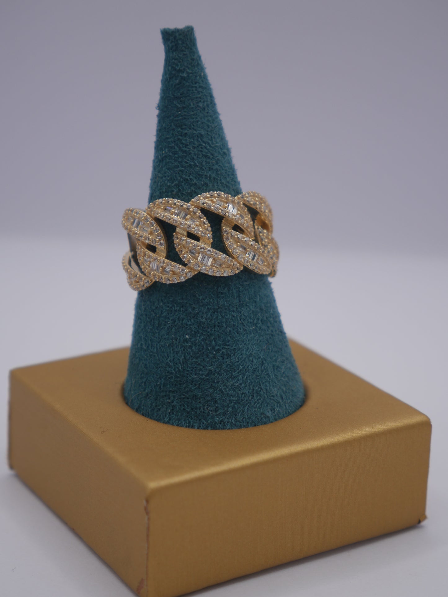 New 14K CZ Cuban Gold Ring I.J™