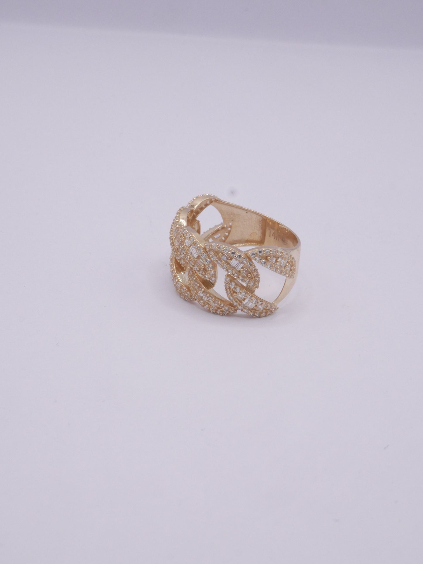 New 14K CZ Cuban Gold Ring I.J™