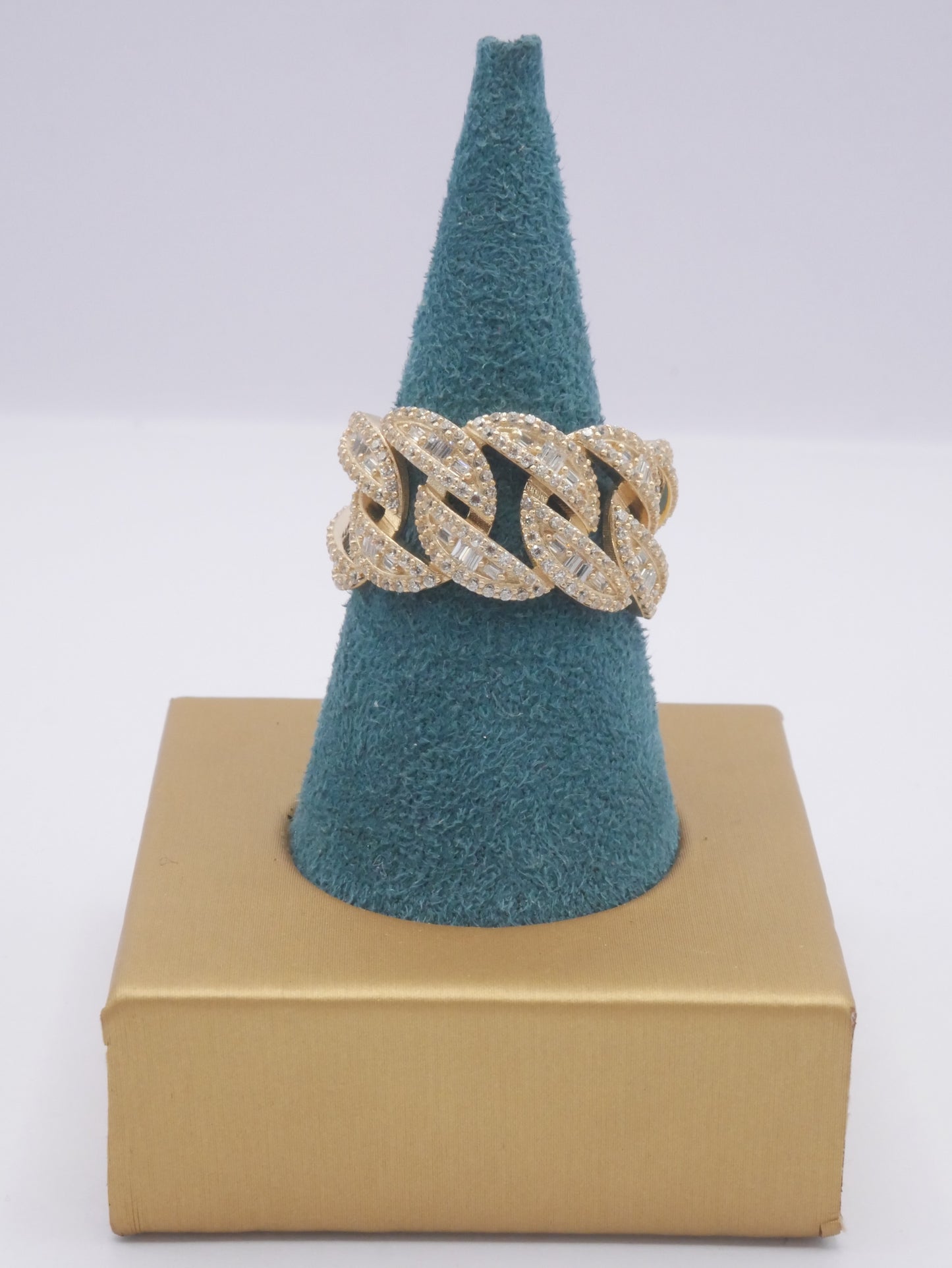 New 14K CZ Cuban Gold Ring I.J™