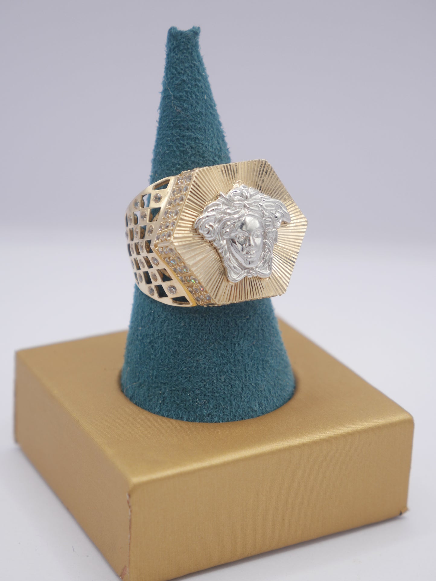 New 14K CZ Medusa Gold Ring I.J™