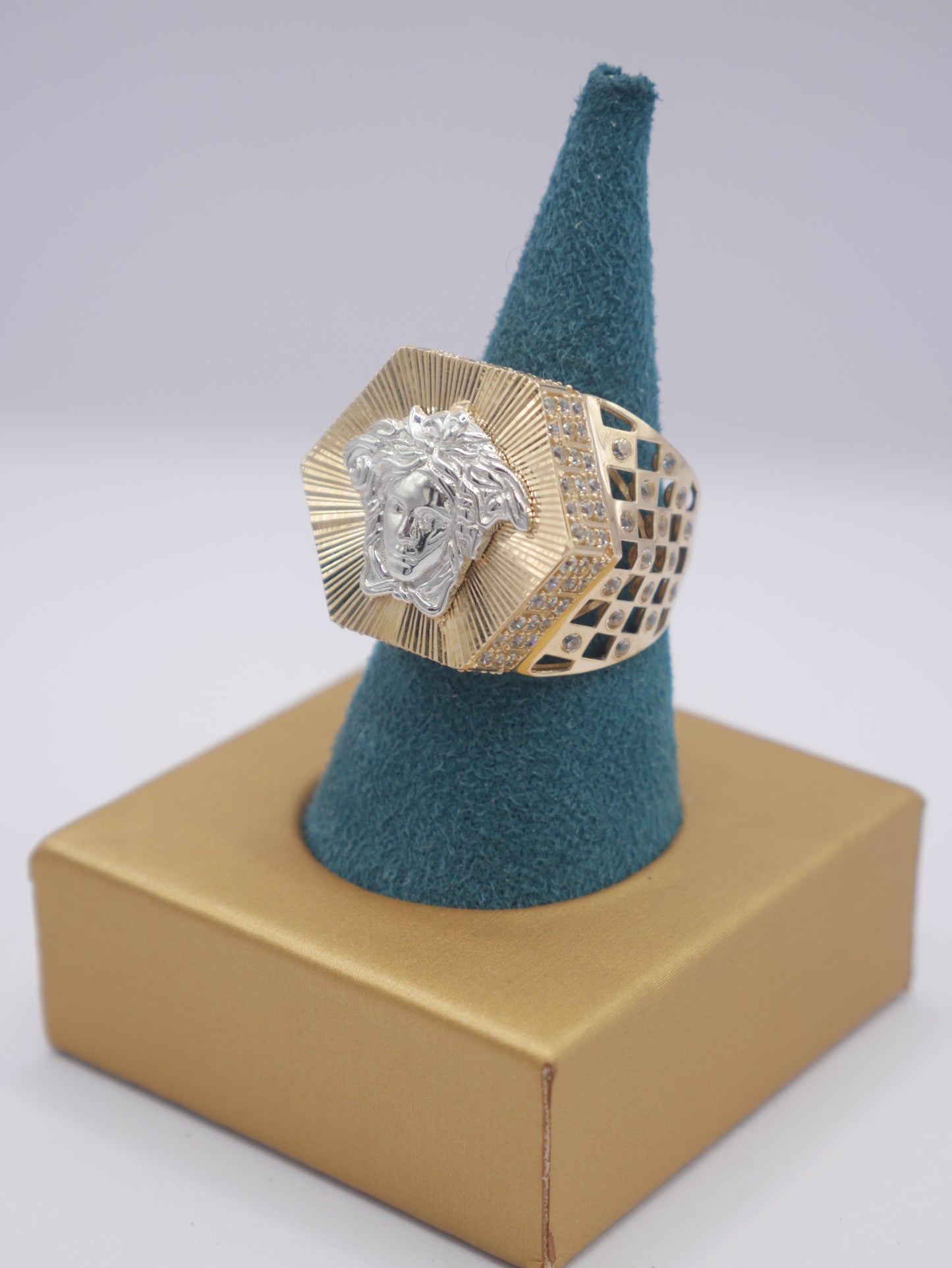 New 14K CZ Medusa Gold Ring I.J™