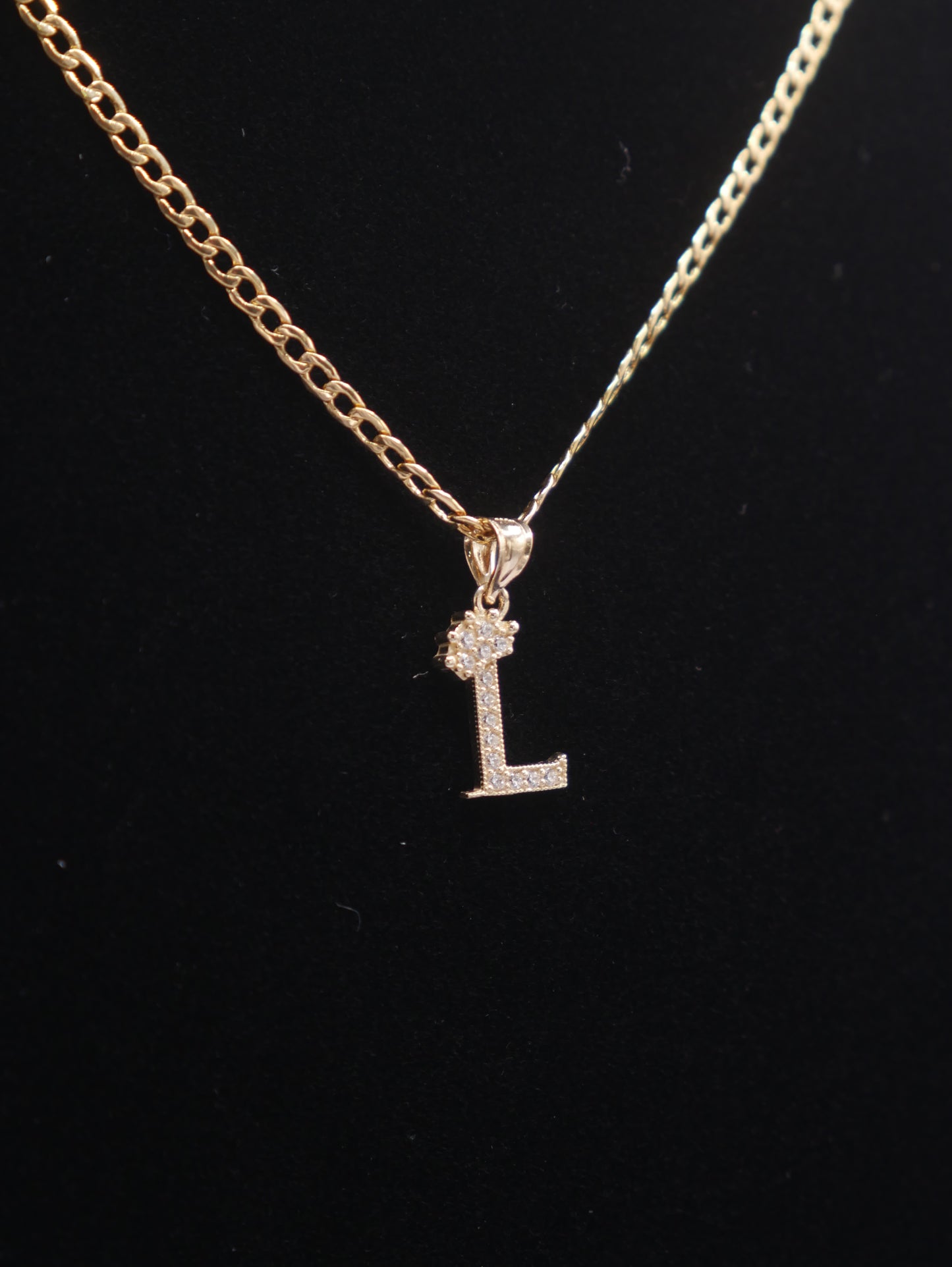 New 14K CZ Letter L And Cuban Chain I.J™