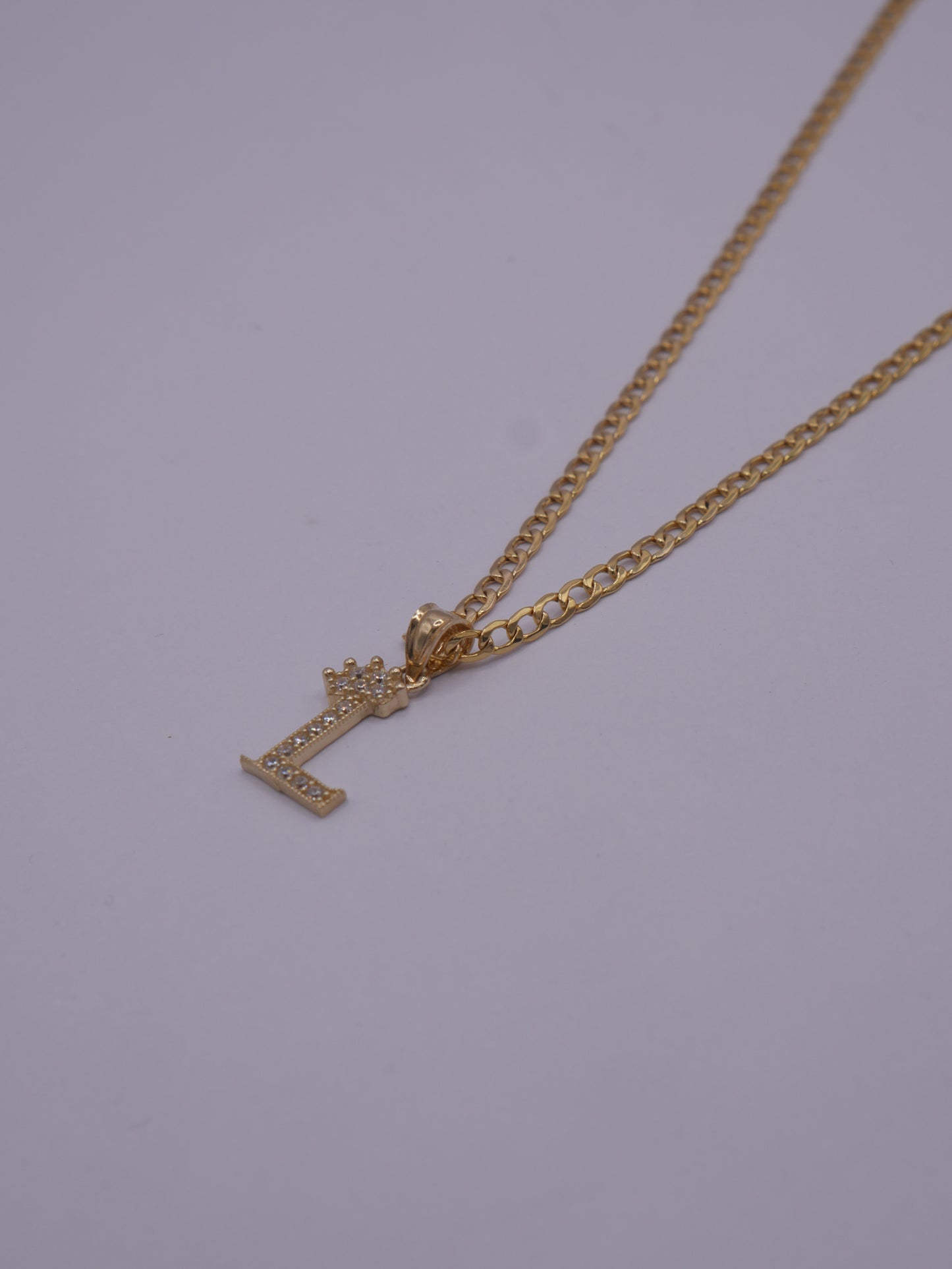 New 14K CZ Letter L And Cuban Chain I.J™