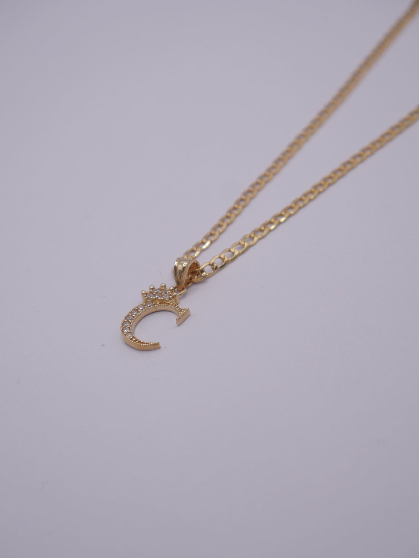 New 14K CZ Letter C And Cuban Chain I.J™