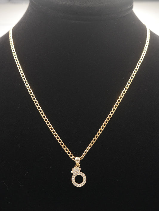 New 14K CZ Letter O And Cuban Chain I.J™