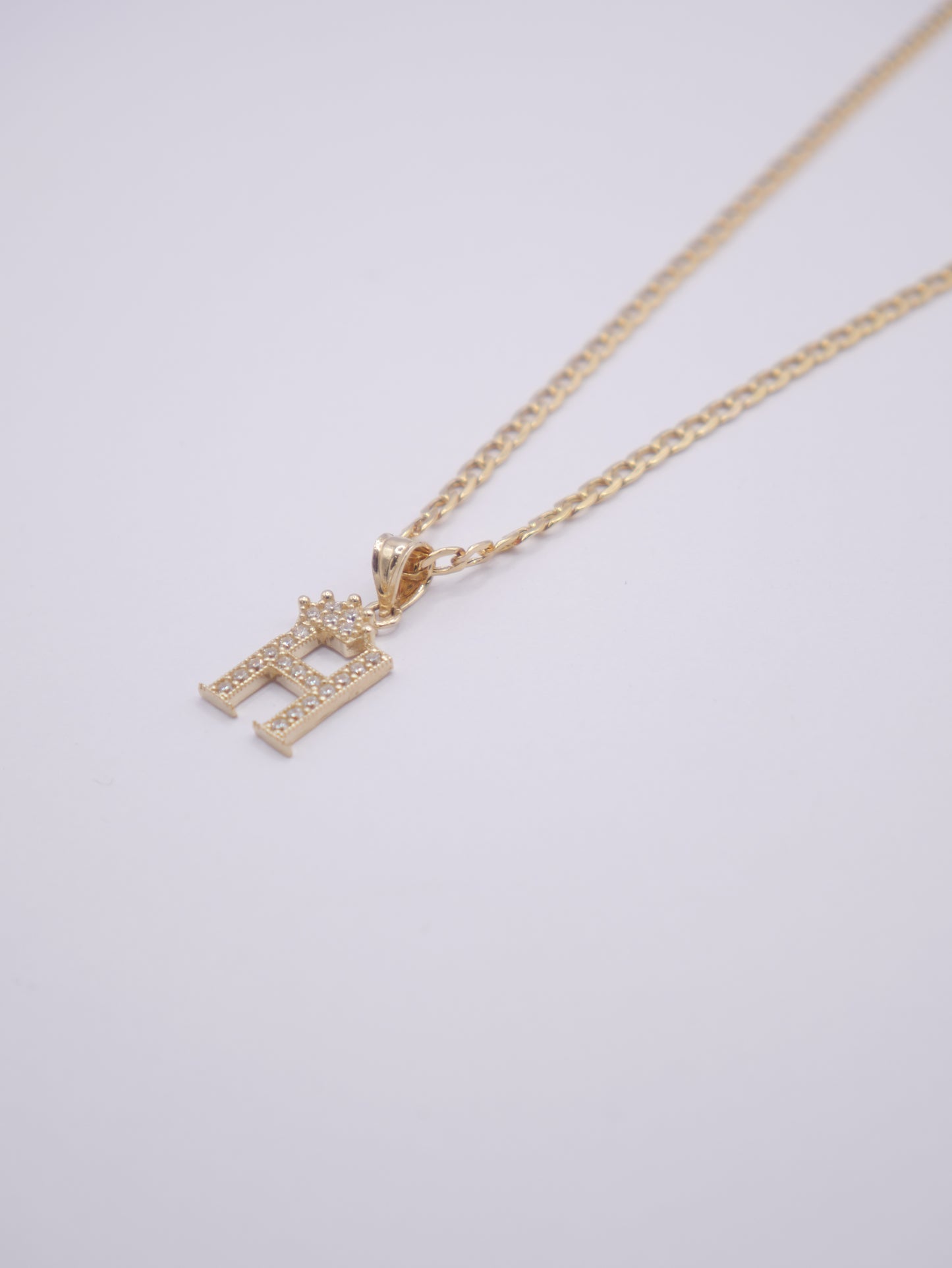 New 14K CZ Letter H And Cuban Chain I.J™