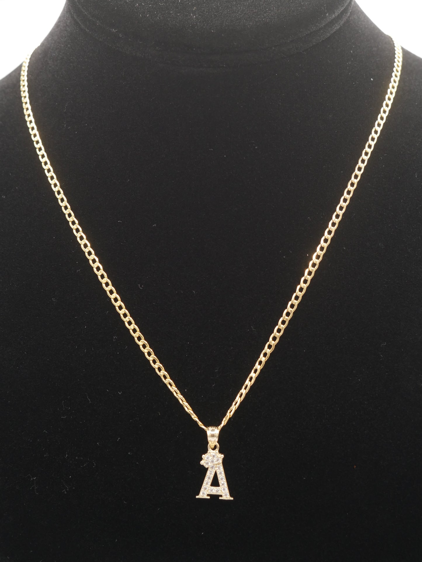 New 14K CZ Letter A And Cuban Chain I.J™