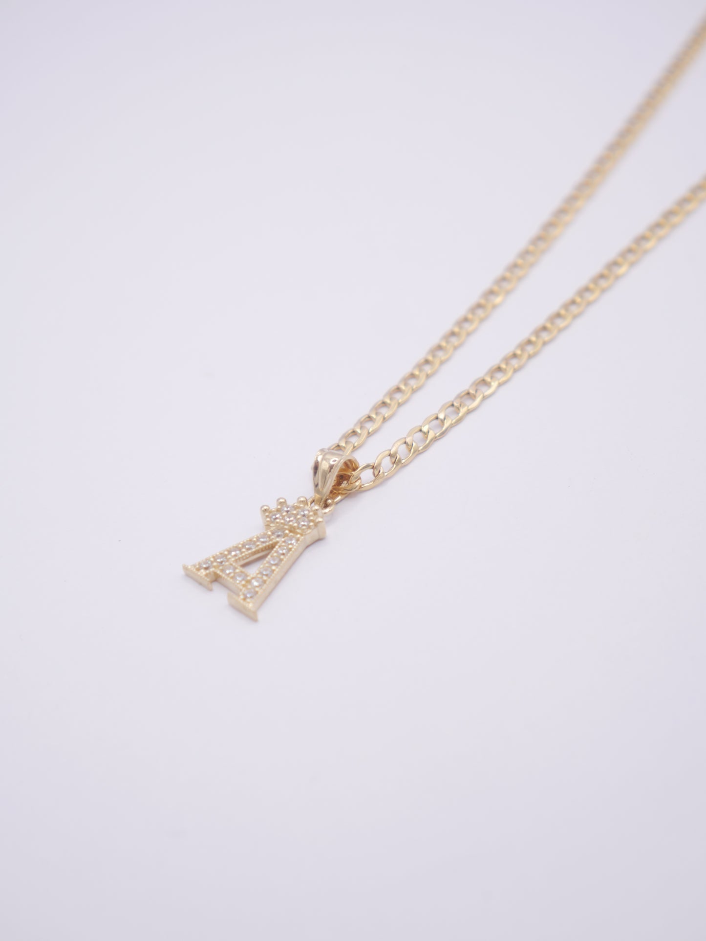 New 14K CZ Letter A And Cuban Chain I.J™