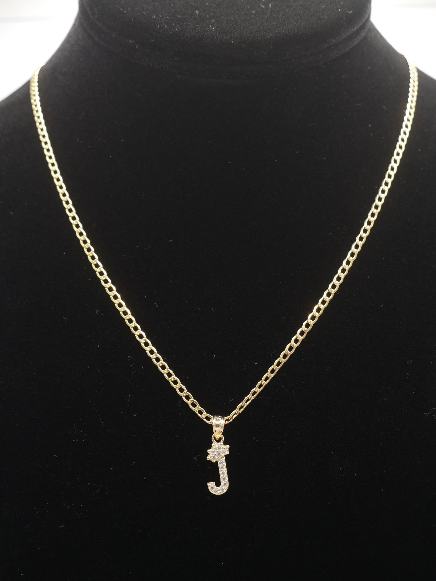 New 14K CZ Letter J And Cuban Chain I.J™