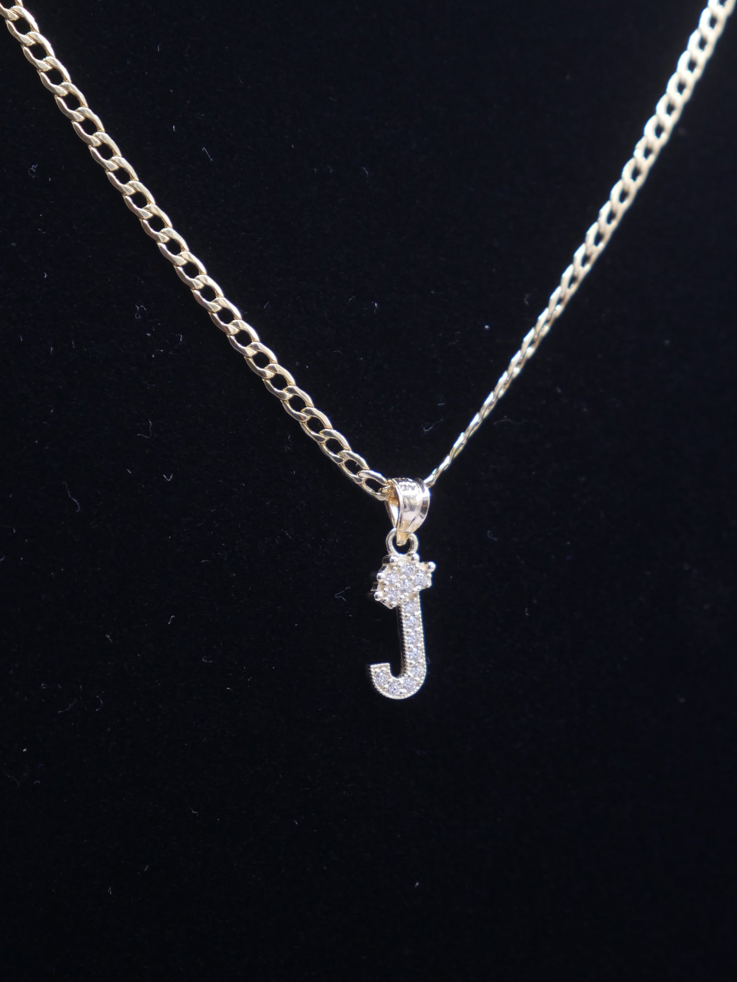 New 14K CZ Letter J And Cuban Chain I.J™