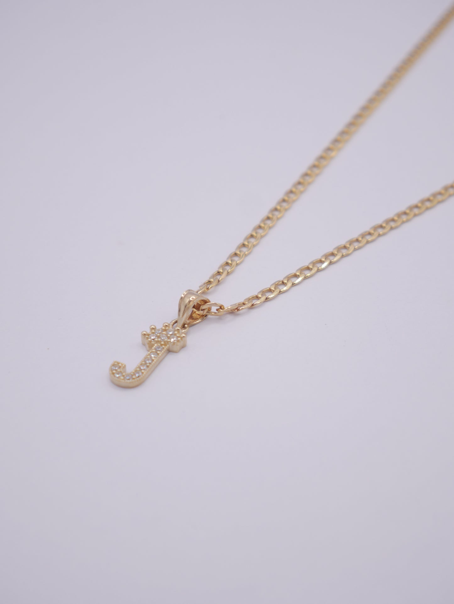 New 14K CZ Letter J And Cuban Chain I.J™