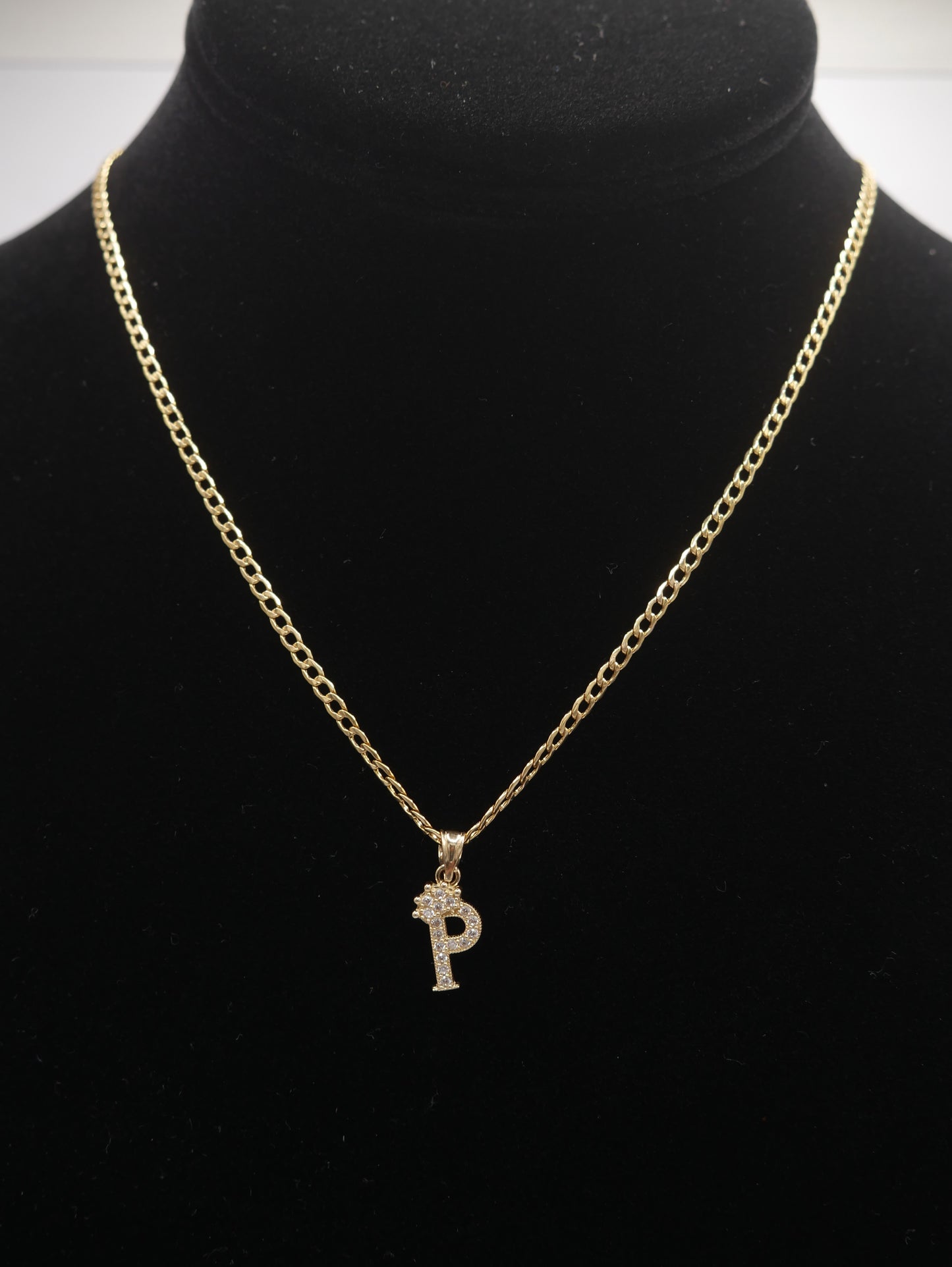 New 14K CZ Letter P And Cuban Chain I.J™