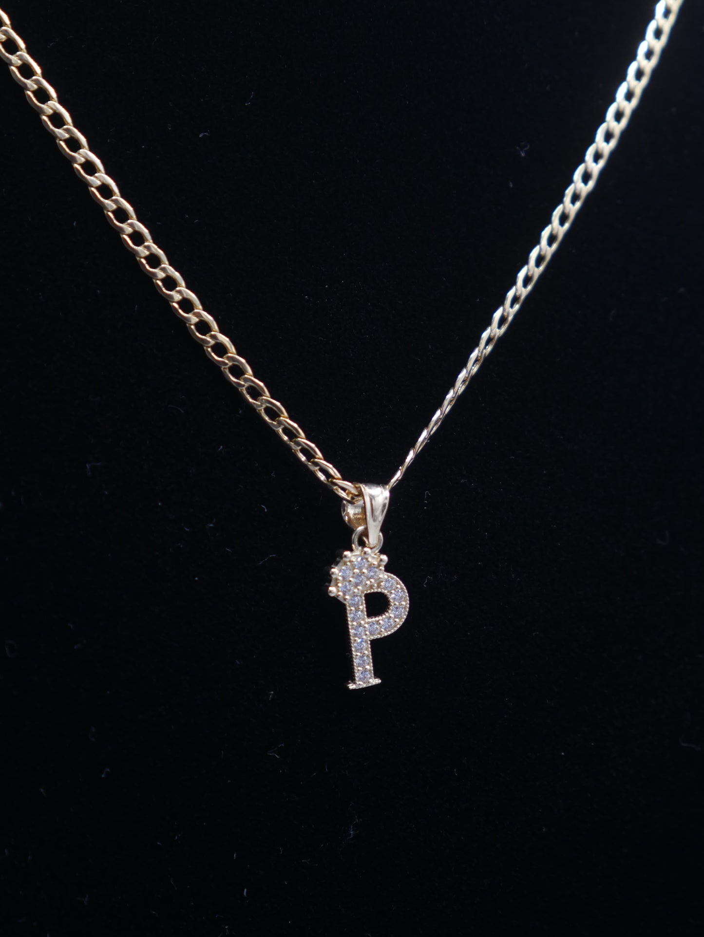 New 14K CZ Letter P And Cuban Chain I.J™
