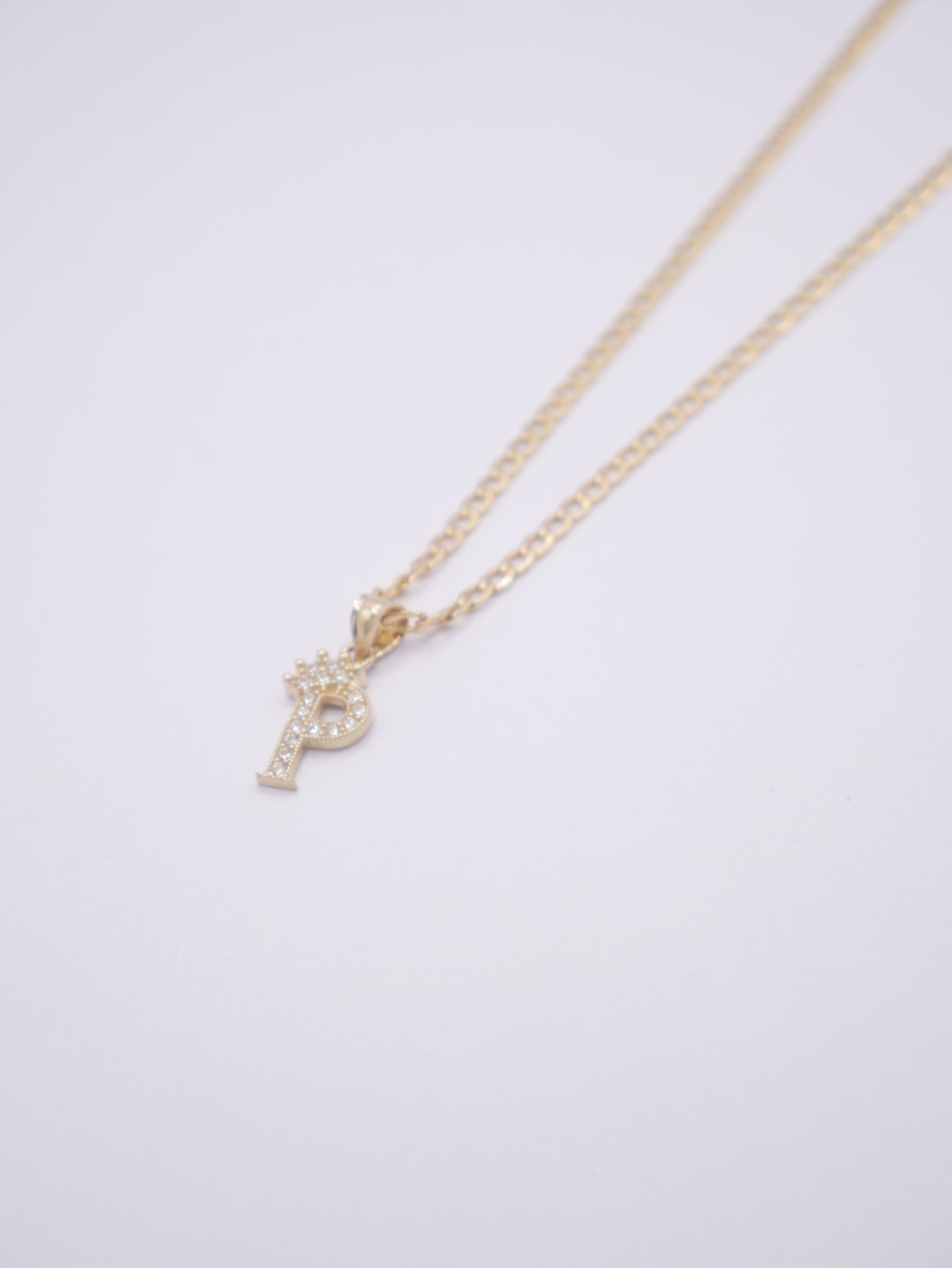 New 14K CZ Letter P And Cuban Chain I.J™