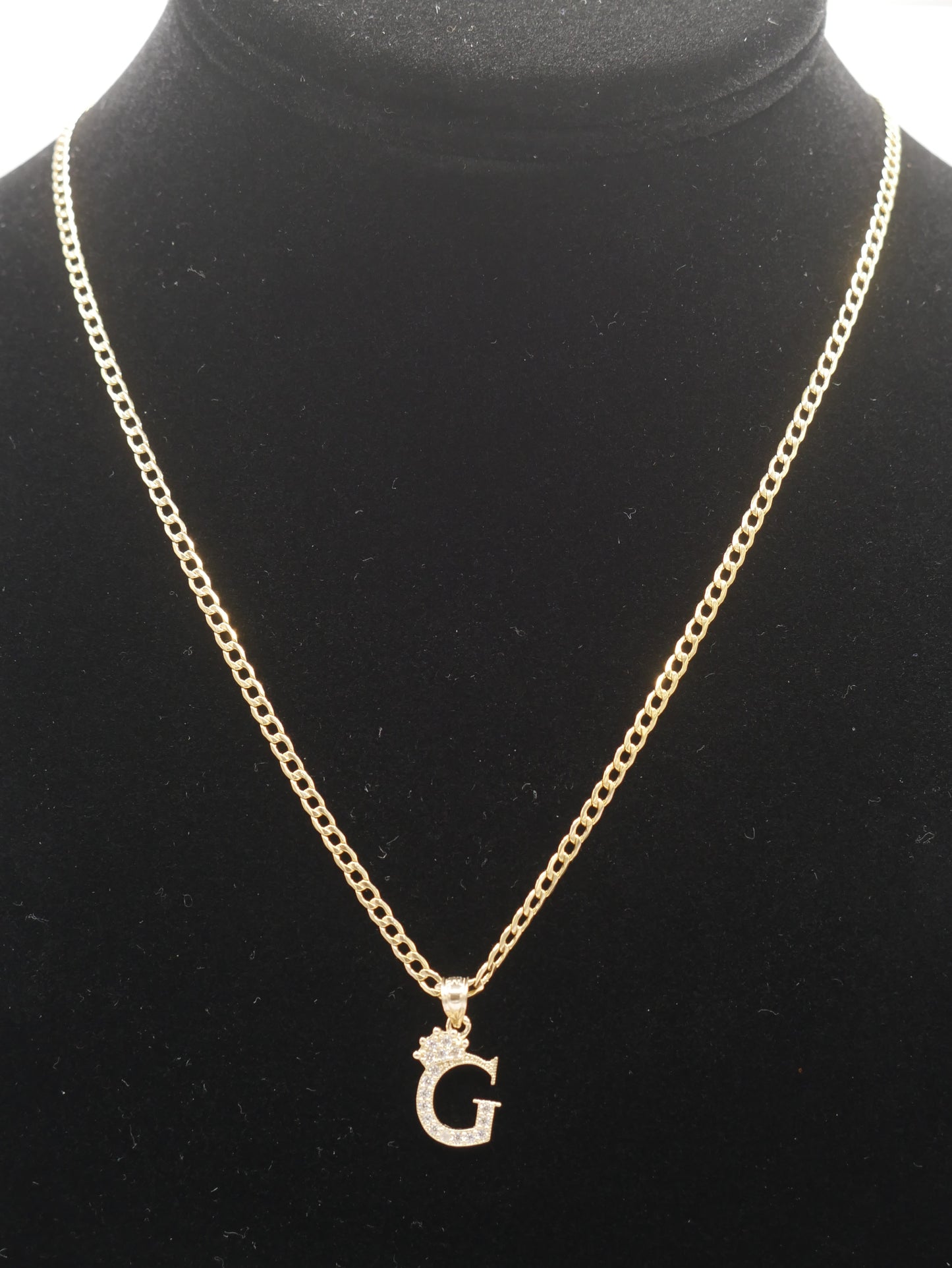 New 14K CZ Letter G And Cuban Chain I.J™