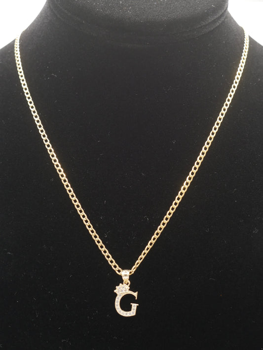New 14K CZ Letter G And Cuban Chain I.J™