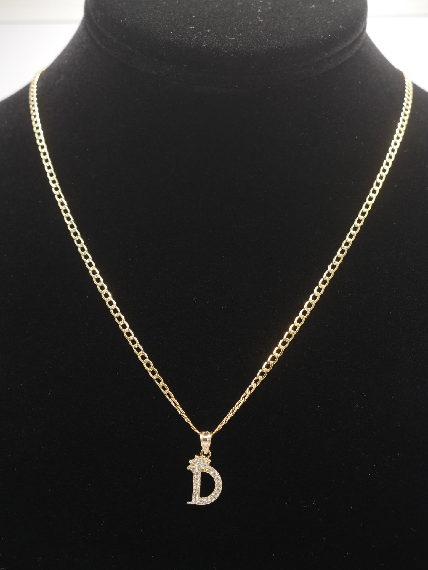 New 14K CZ Letter D And Cuban Chain I.J™