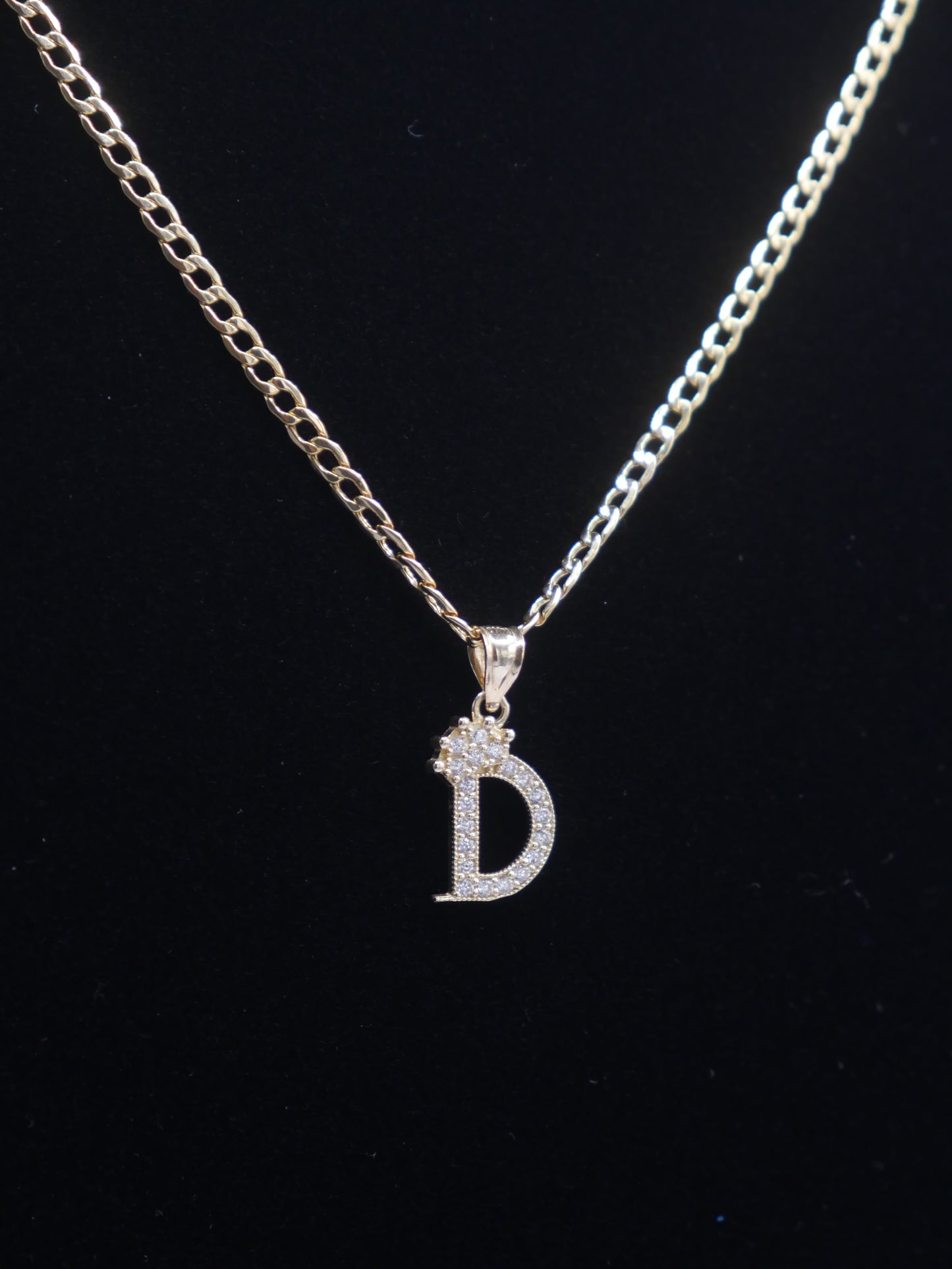 New 14K CZ Letter D And Cuban Chain I.J™