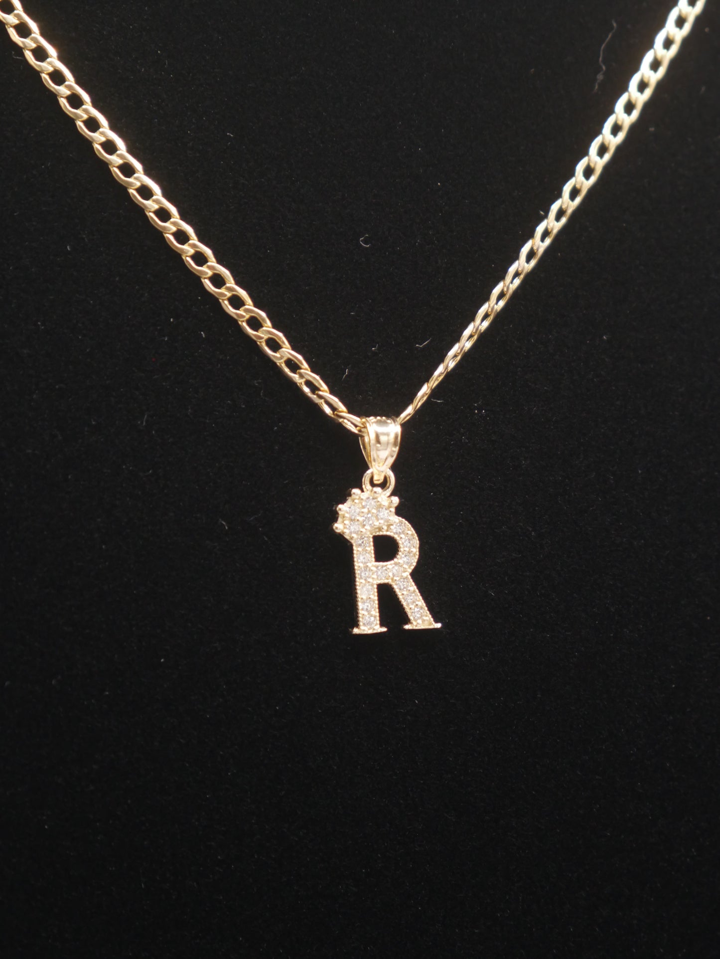 New 14K CZ Letter R And Cuban Chain I.J™