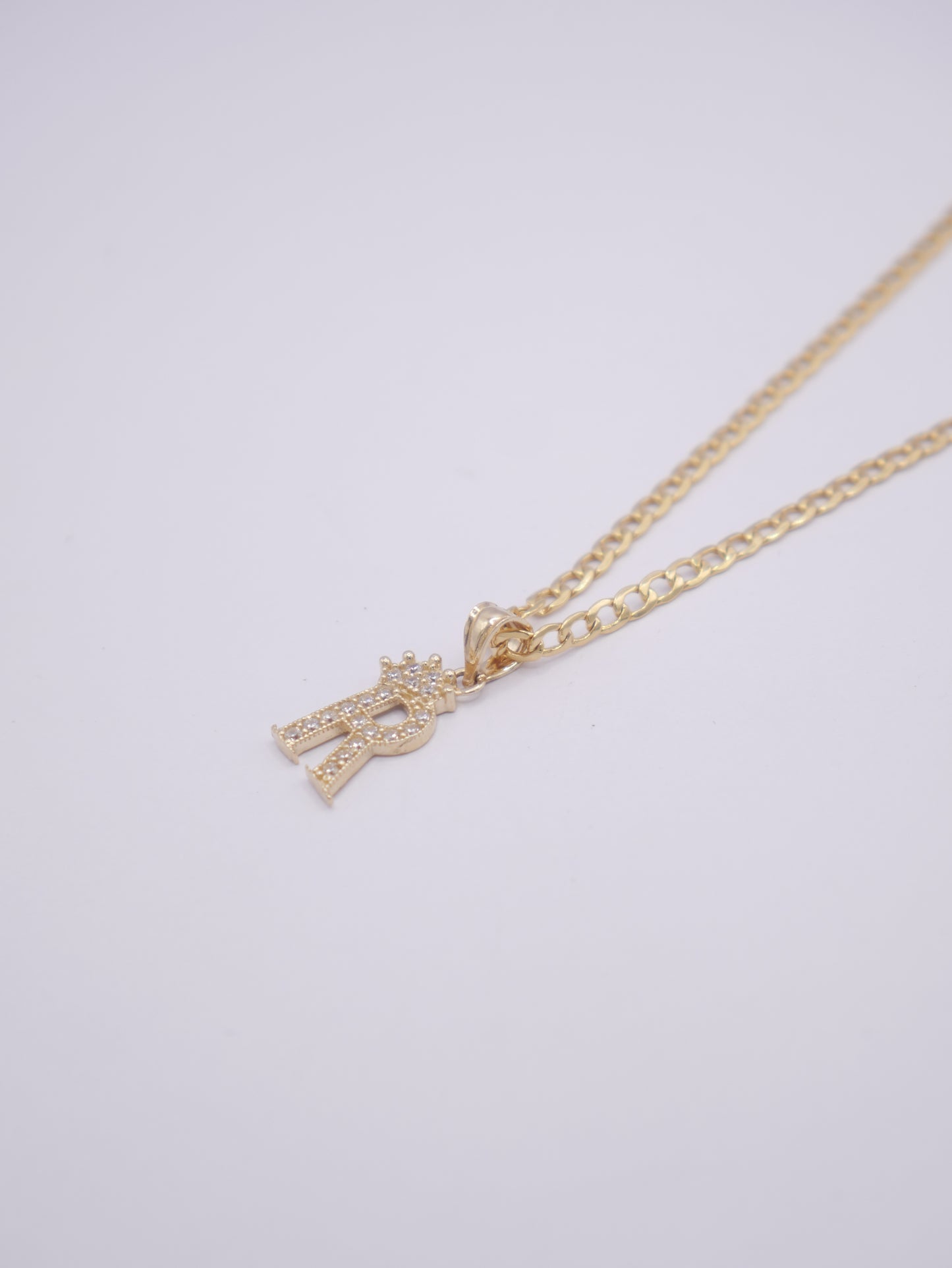 New 14K CZ Letter R And Cuban Chain I.J™