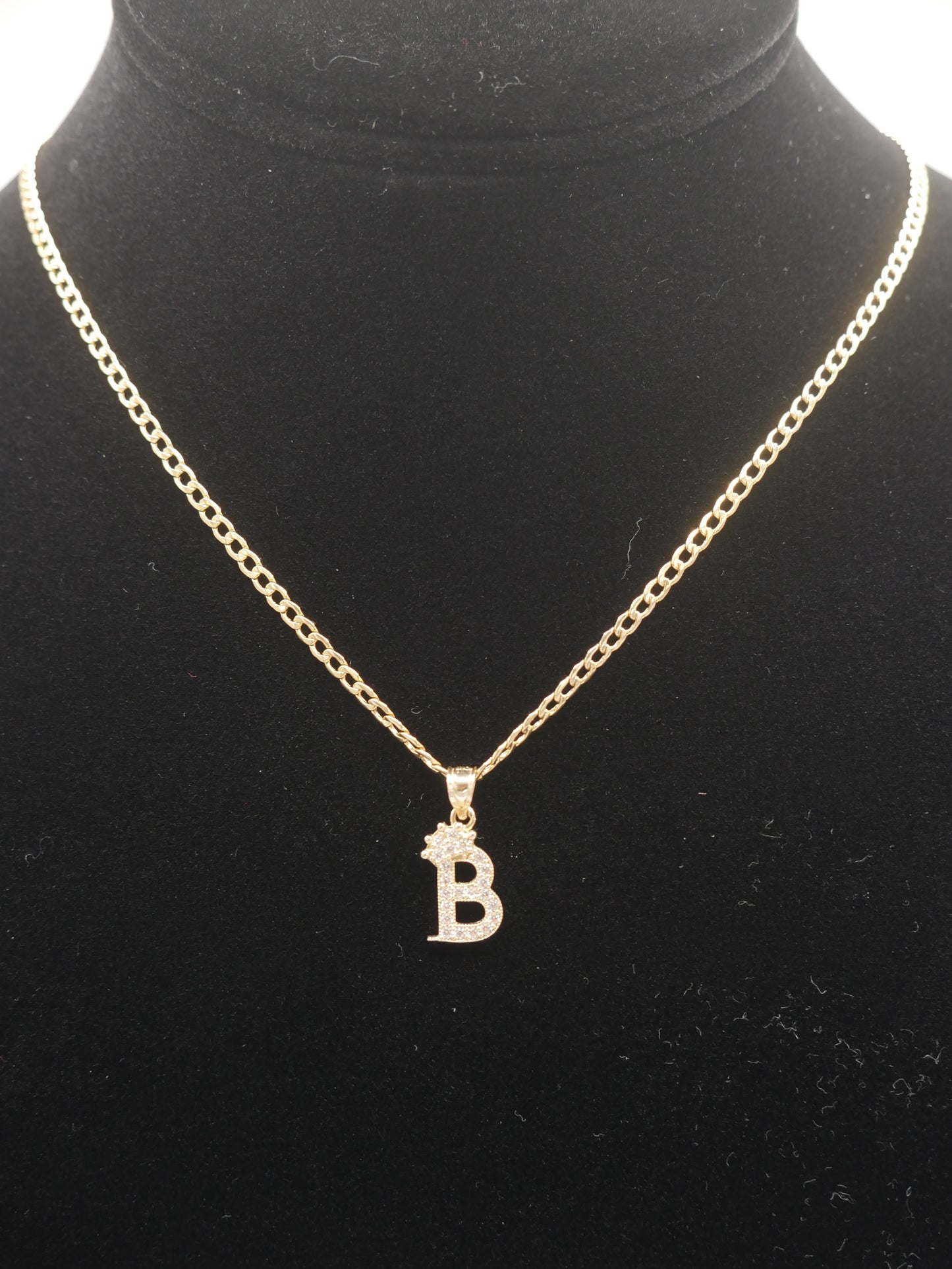 New 14K CZ Letter B And Cuban Chain I.J™