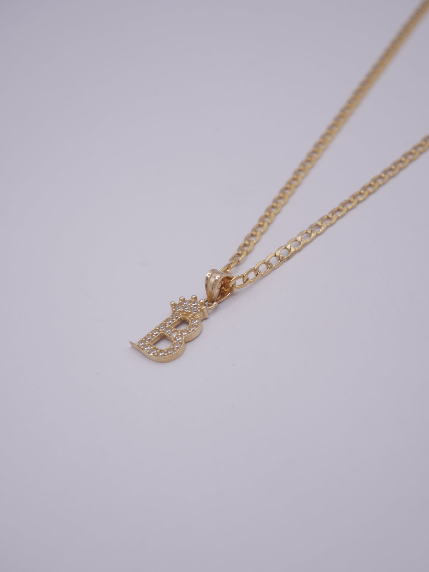 New 14K CZ Letter B And Cuban Chain I.J™