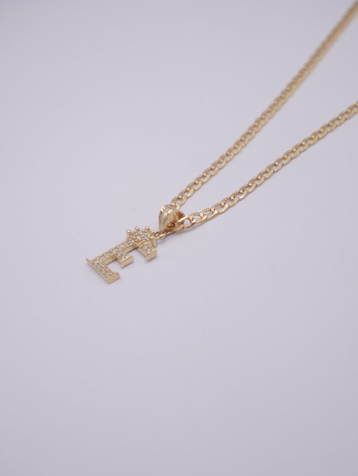 New 14K CZ Letter E And Cuban Chain I.J™