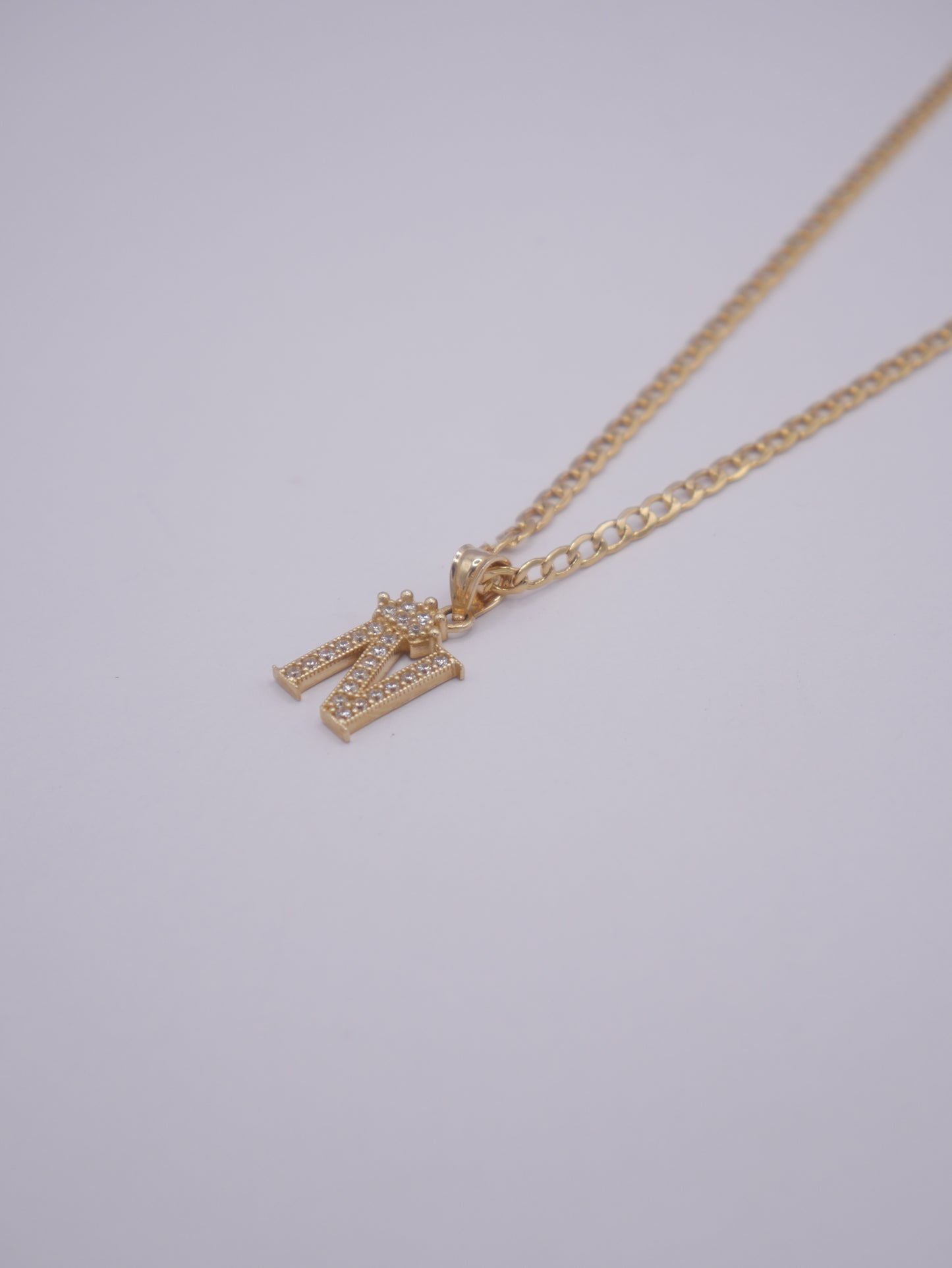 New 14K CZ Letter N And Cuban Chain I.J™