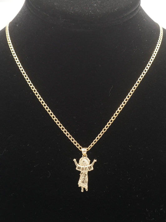 New 14K CZ Divino Niño And Cuban Chain I.J™