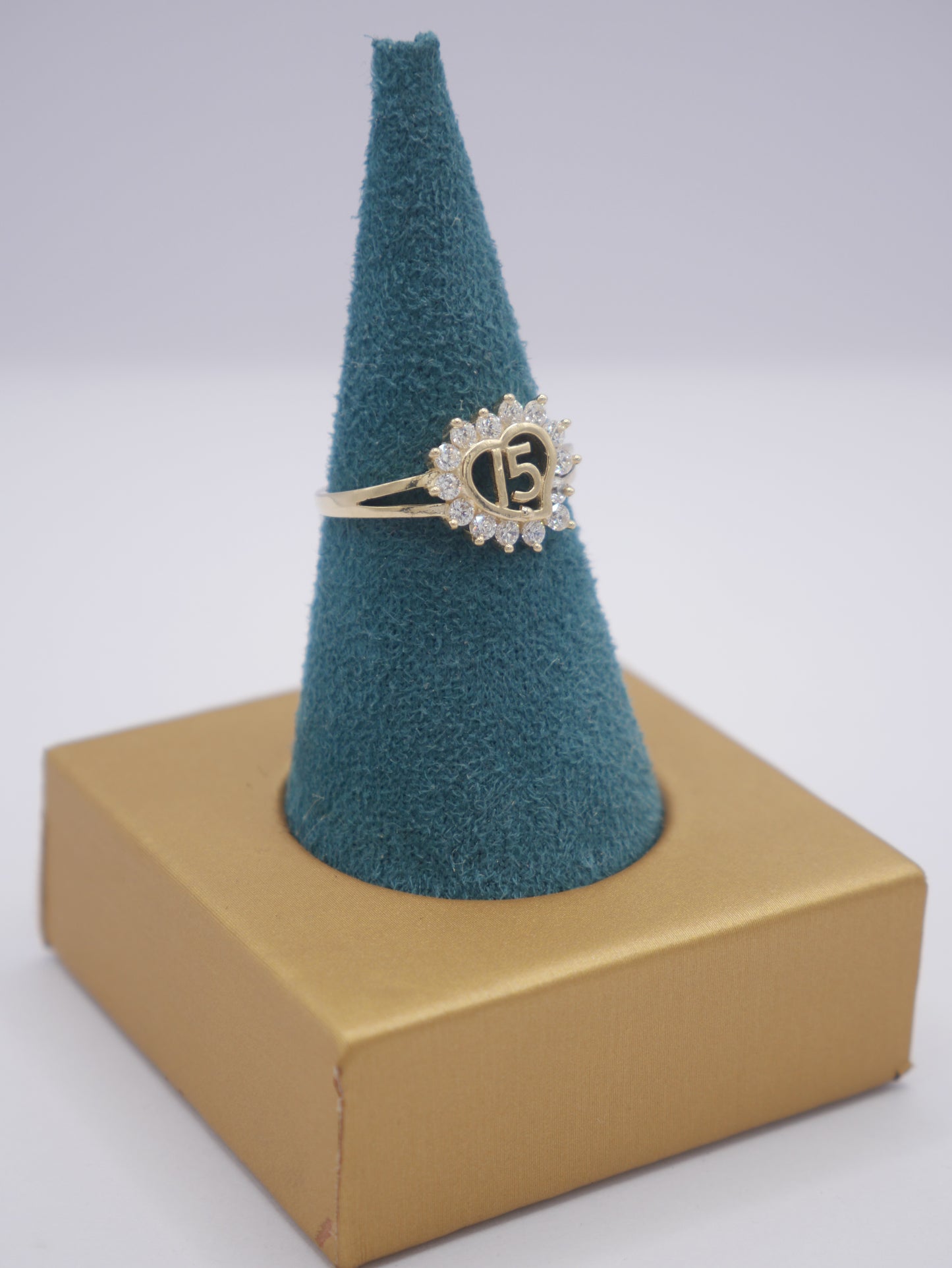 New 14K CZ Heart Gold Ring I.J™