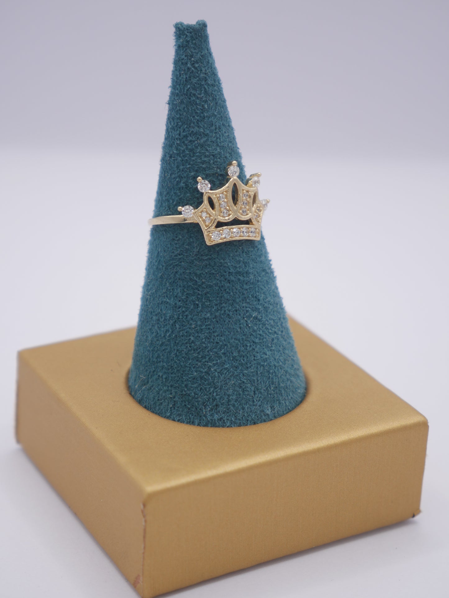 New 14K CZ Crown Gold Ring I.J™