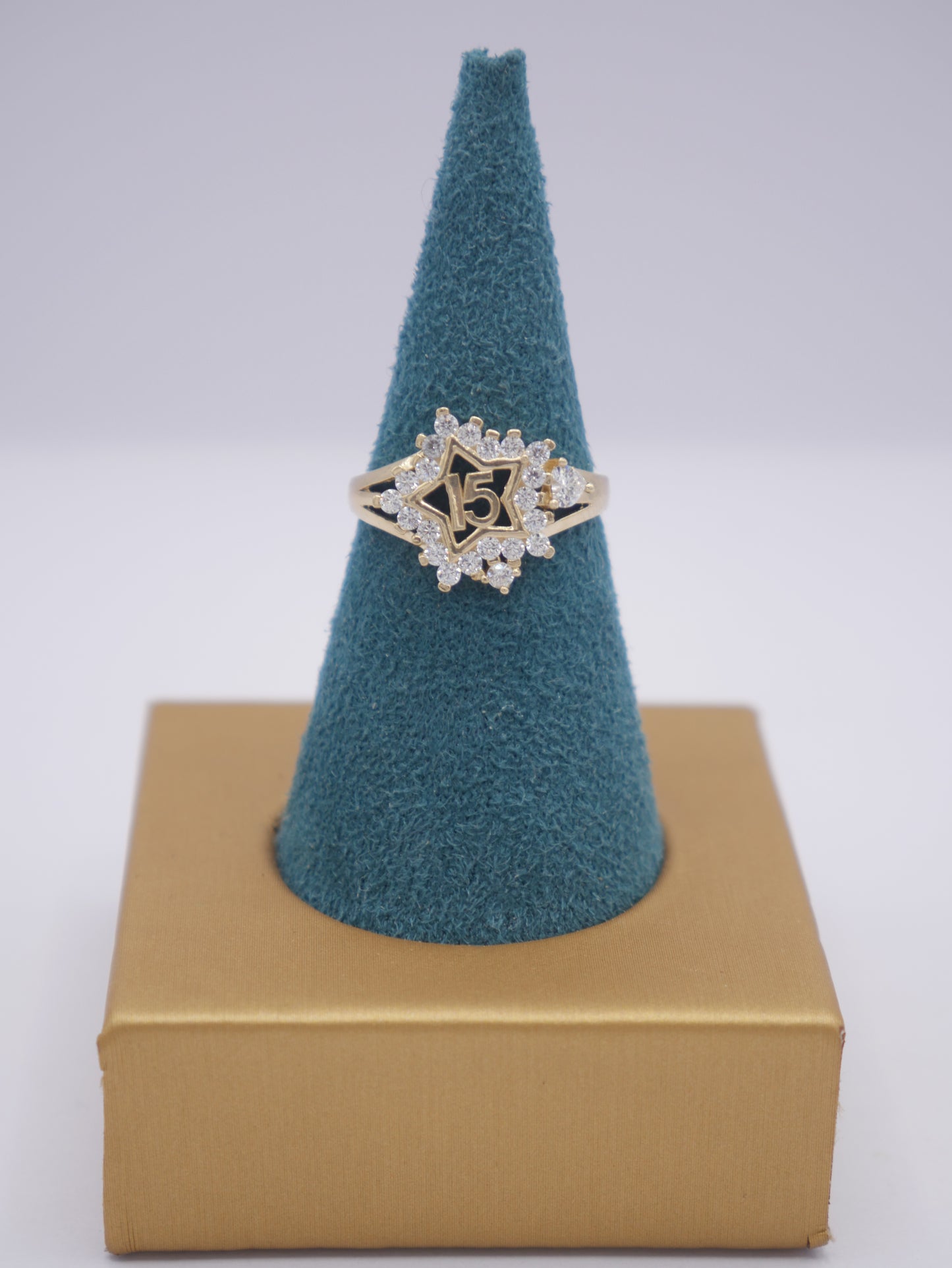 New 14K CZ 15 Year Gold Ring I.J™