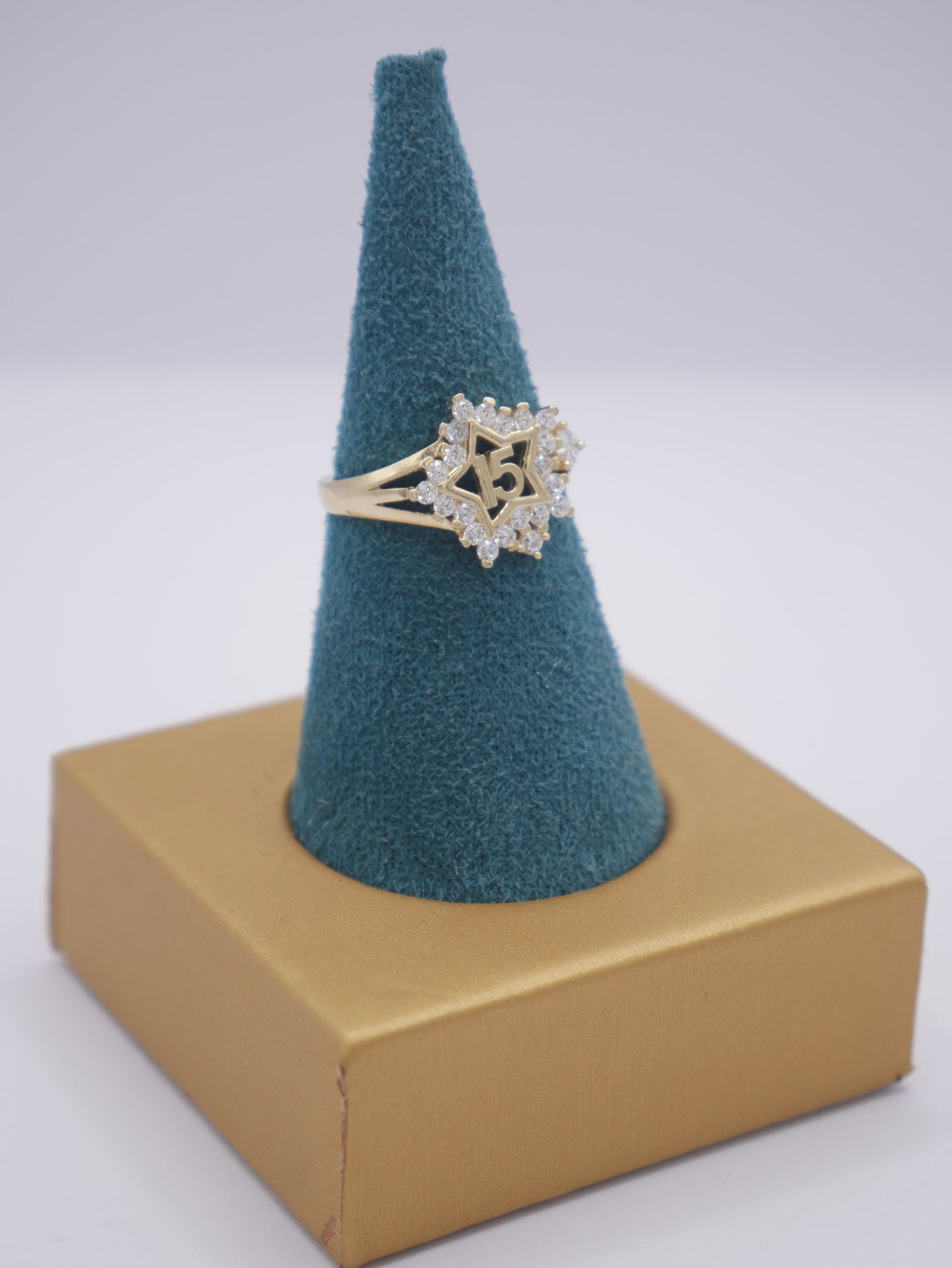 New 14K CZ 15 Year Gold Ring I.J™