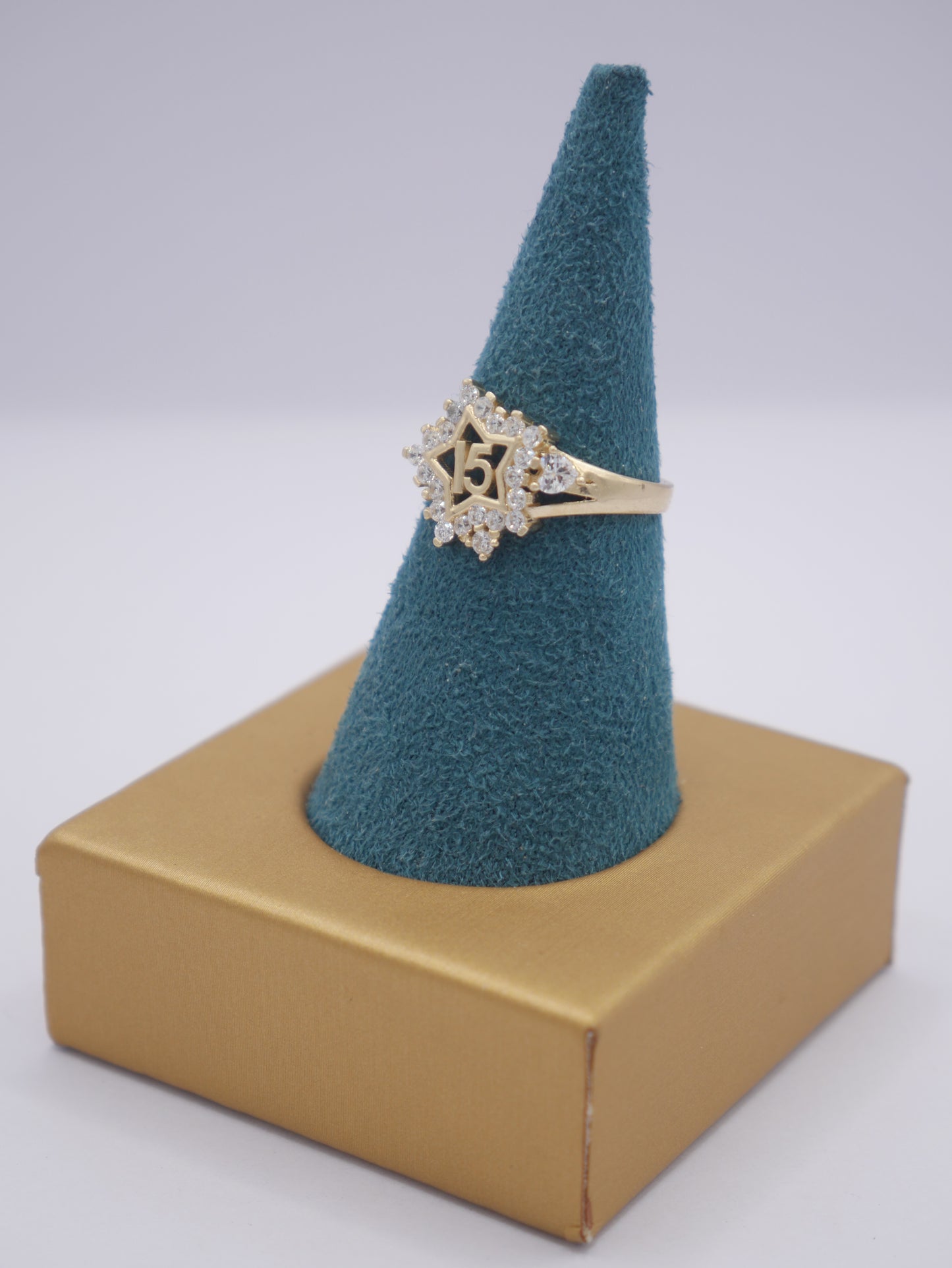 New 14K CZ 15 Year Gold Ring I.J™