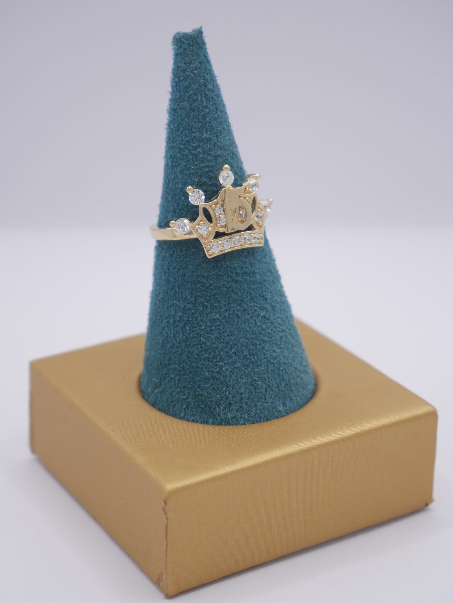 New 14K CZ Crown Gold Ring I.J™