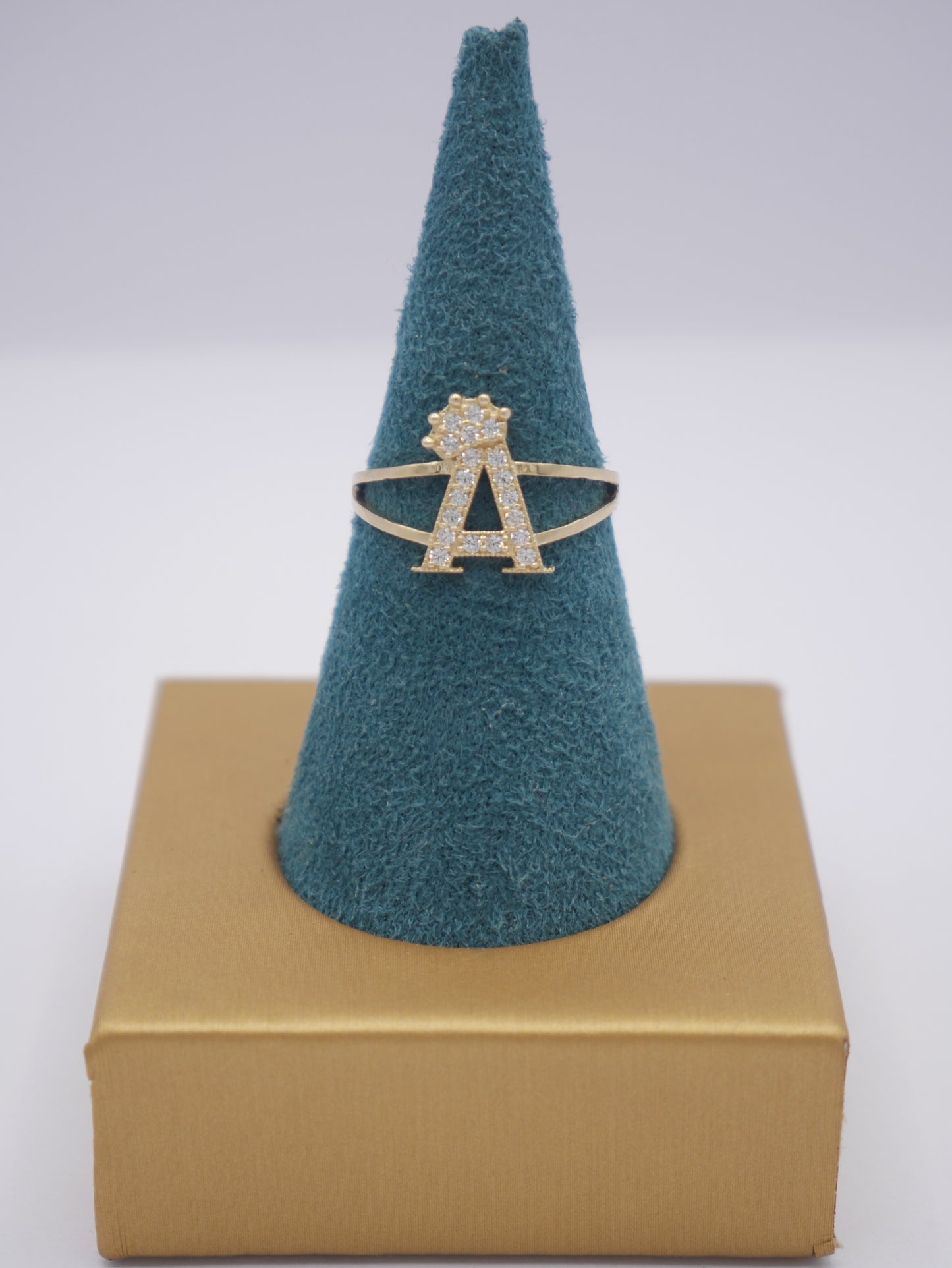 New 14K CZ Initial A Gold Ring I.J™