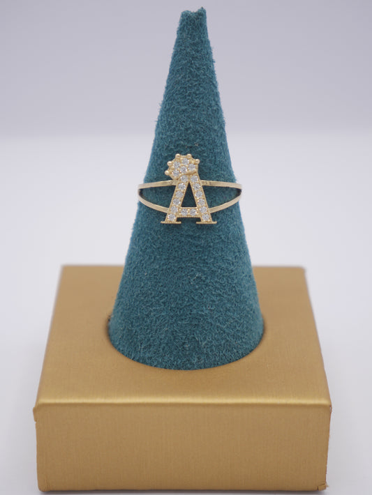 New 14K CZ Initial A Gold Ring I.J™