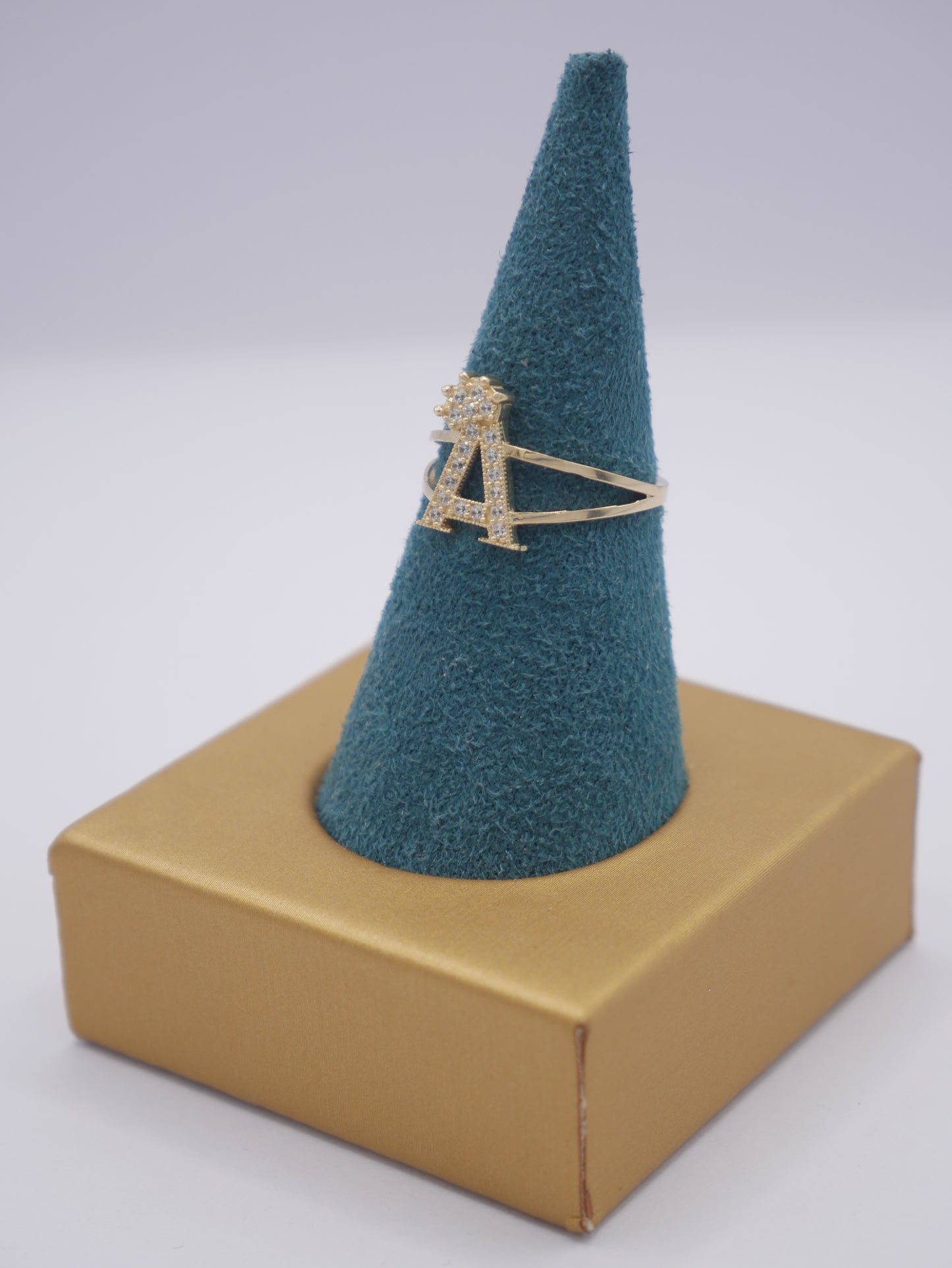 New 14K CZ Initial A Gold Ring I.J™