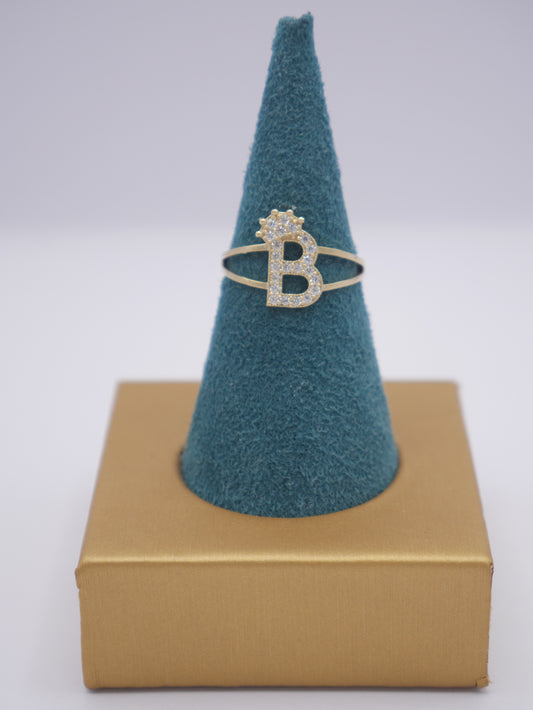New 14K CZ Initial B Gold Ring I.J™