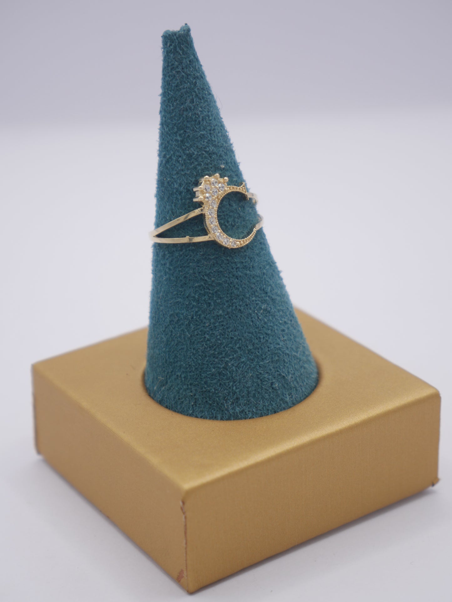 New 14K CZ Initial C Gold Ring I.J™