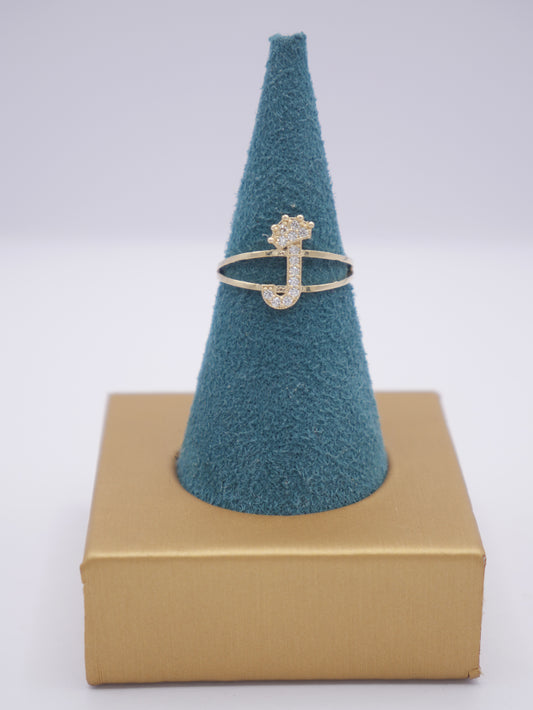 New 14K CZ Initial J Gold Ring I.J™