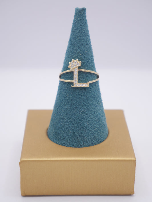 New 14K CZ Initial L Gold Ring I.J™